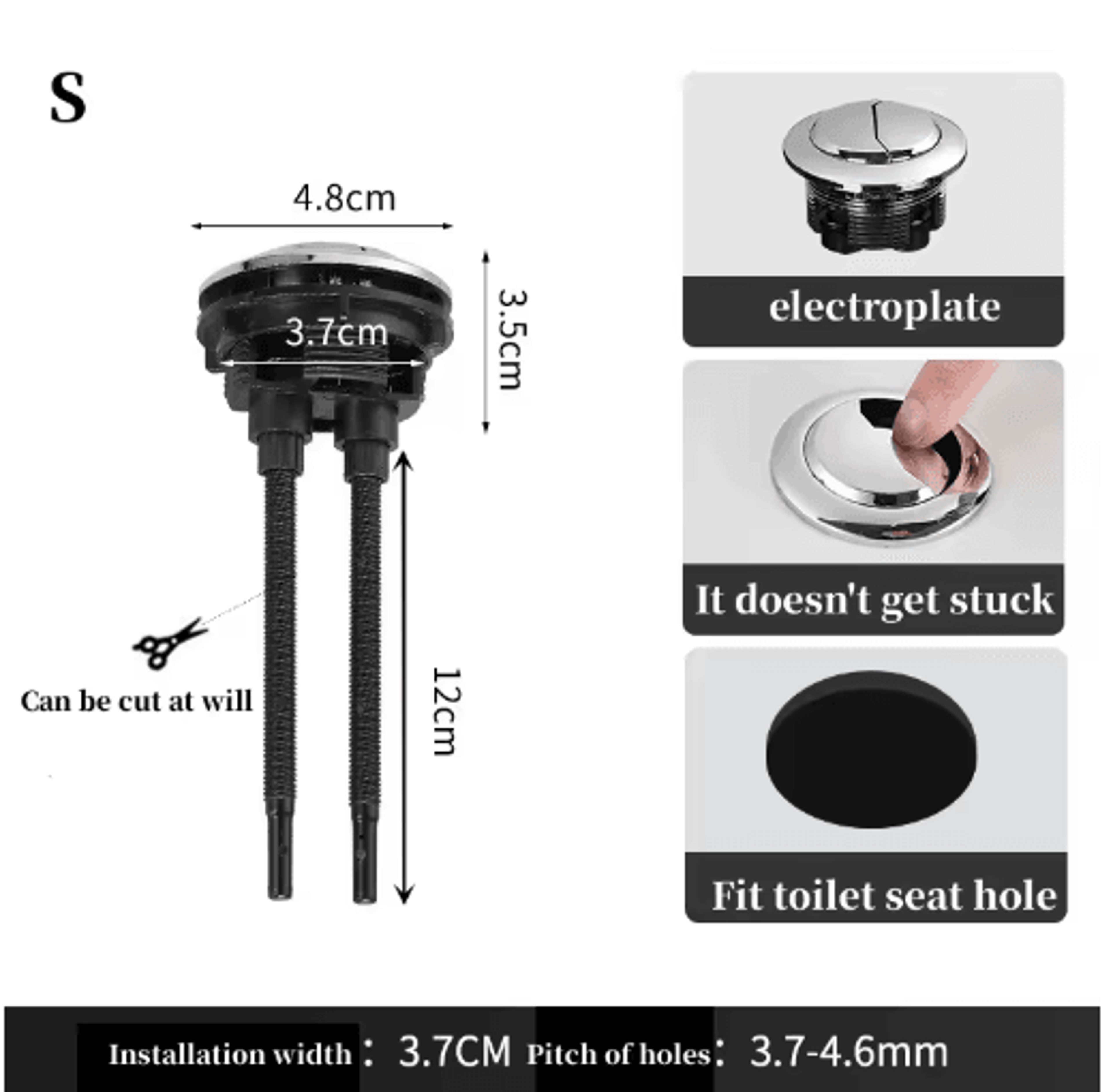 Universal Dual Flush Toilet Button  Round Water Tank Push Valve 2