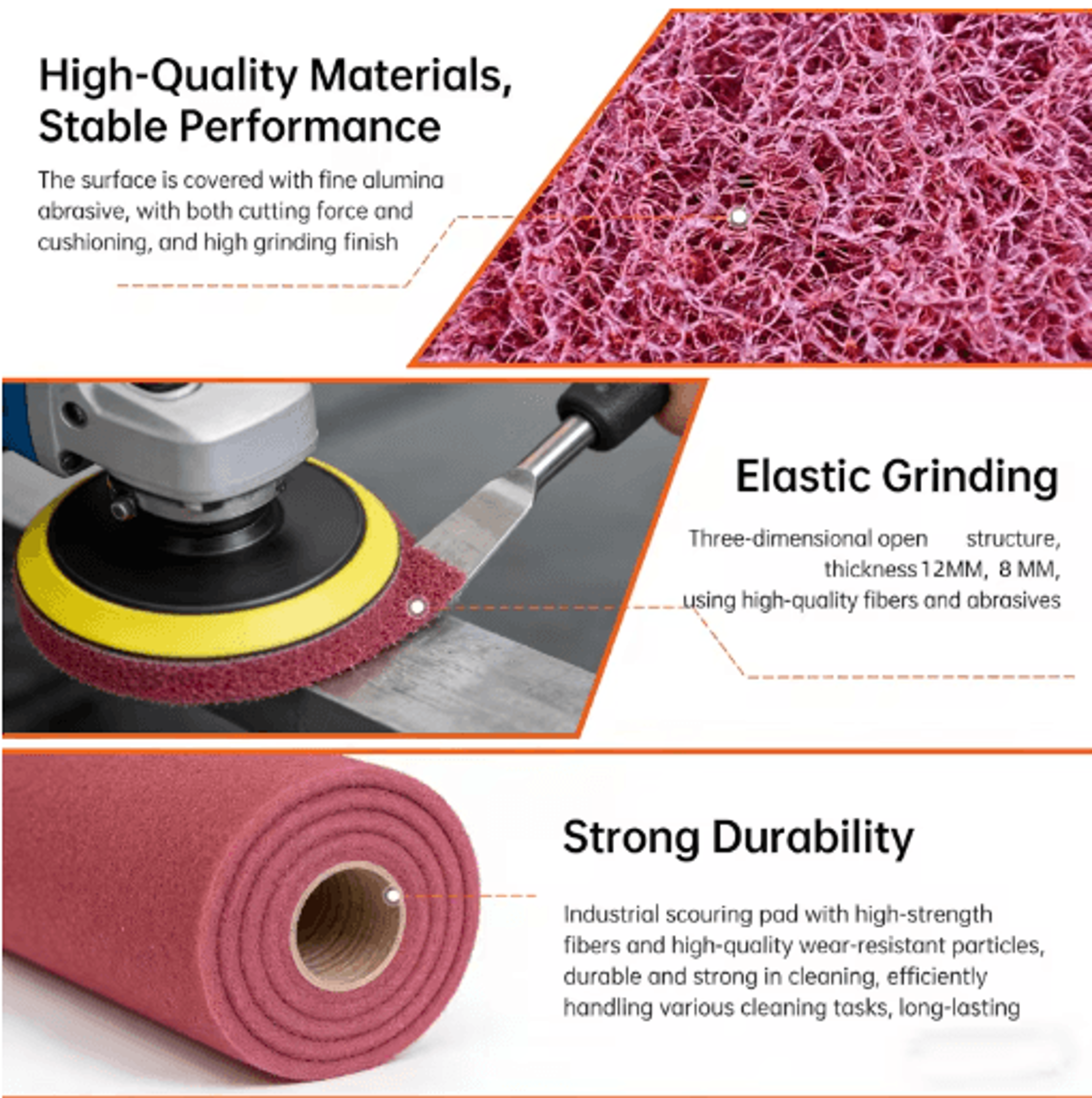 5M Brushed Stainless Steel Scouring Pad  Abrasive Rust Removal  Polishing Roll 6