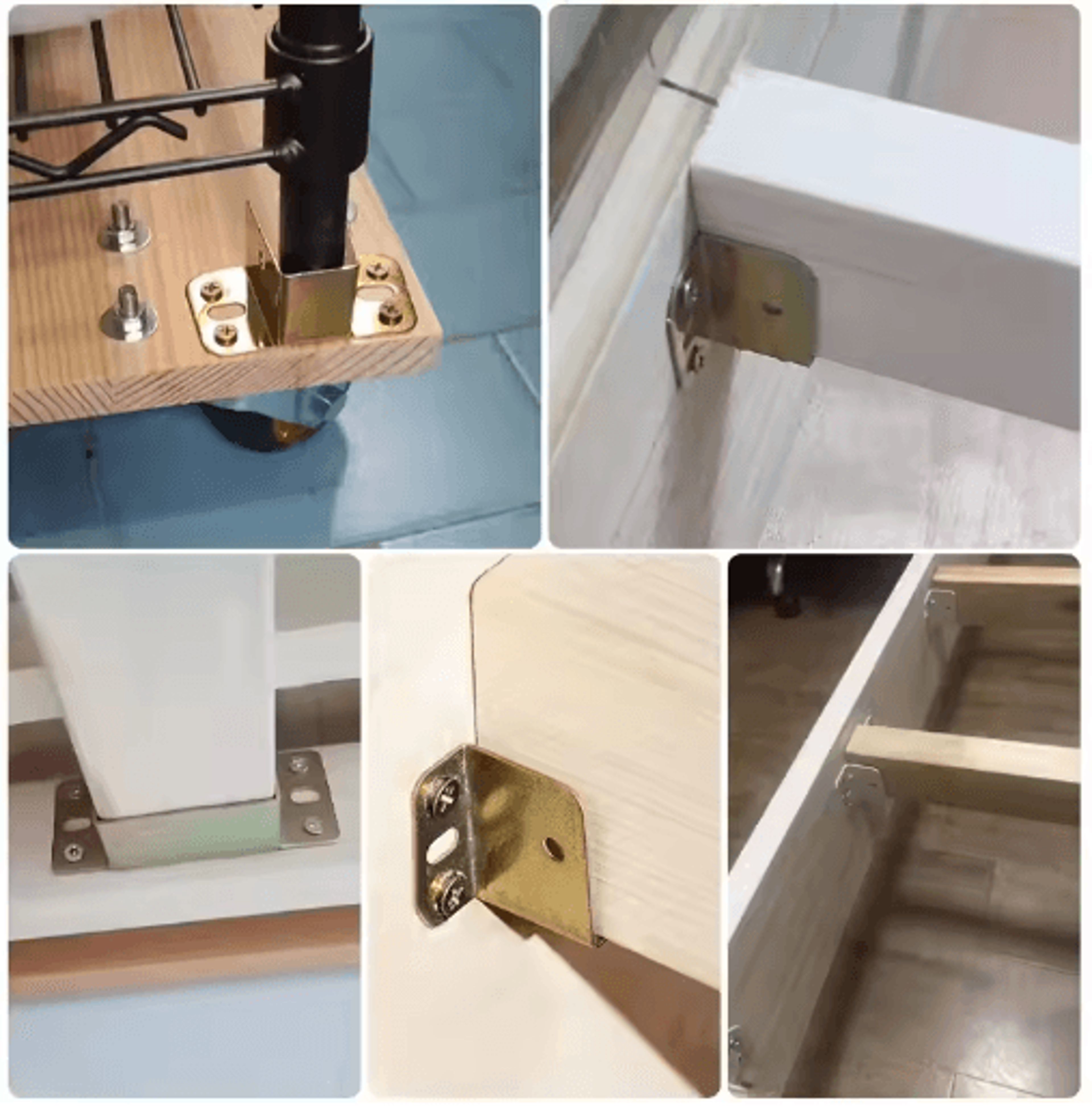2PCS UShaped Metal Bed Frame Brackets  Rail Fixing Connectors 8