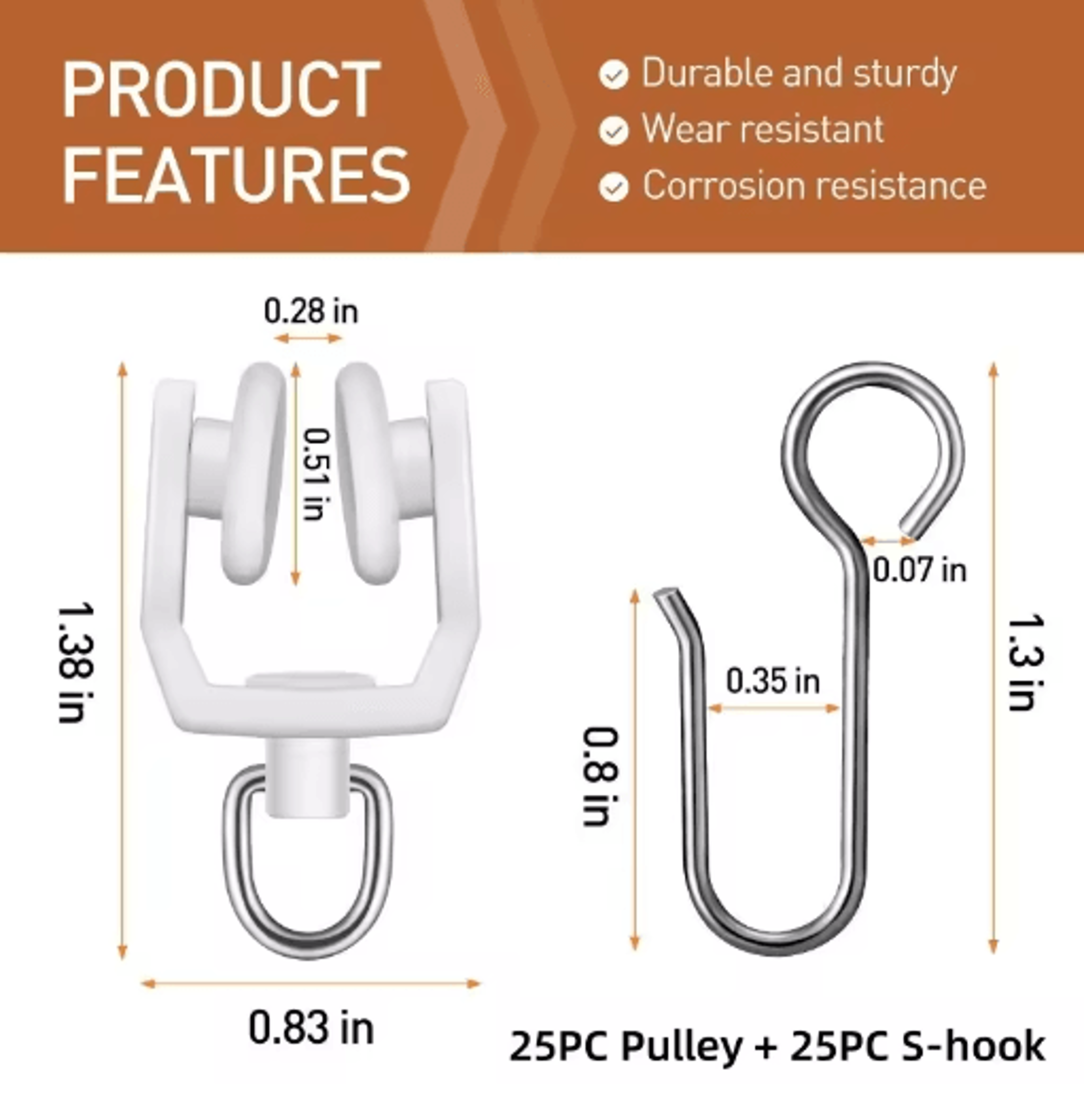 50PCS SShaped Curtain Track Hooks  Gliders  Ceiling Track Hangers 1