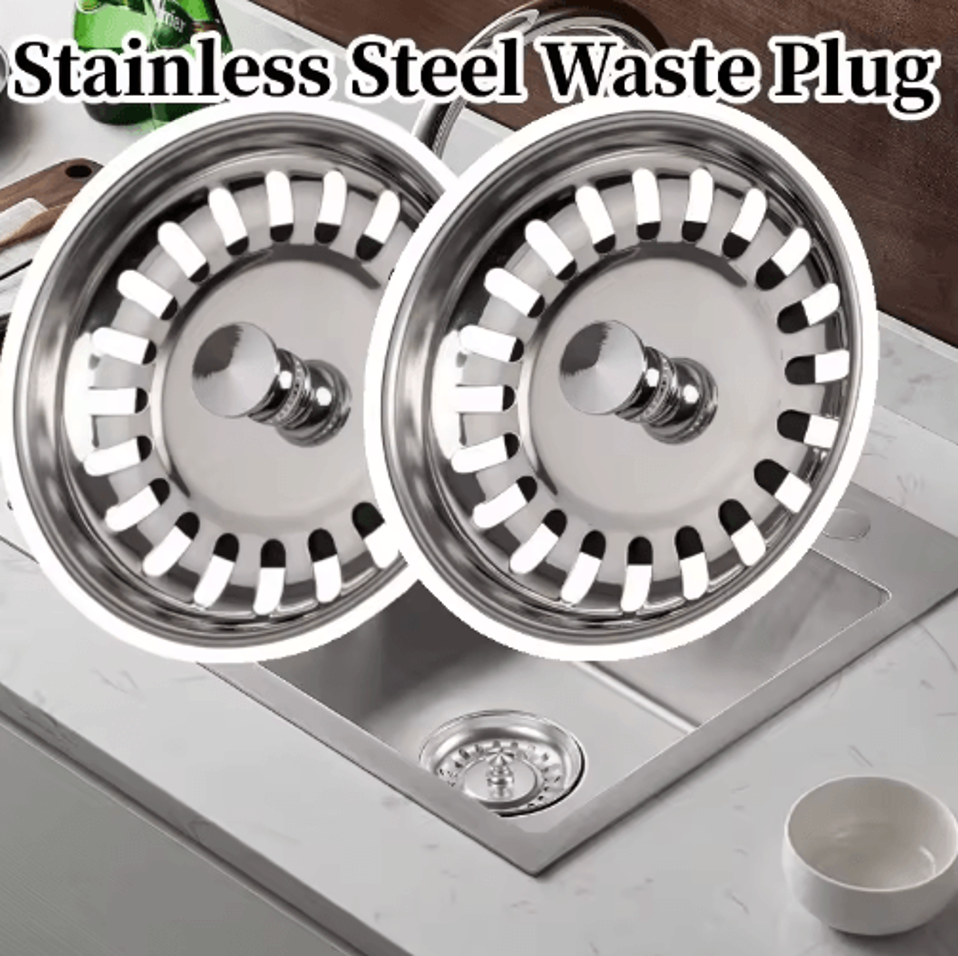 80mm stainless steel kitchen sink strainer – replacement waste plug