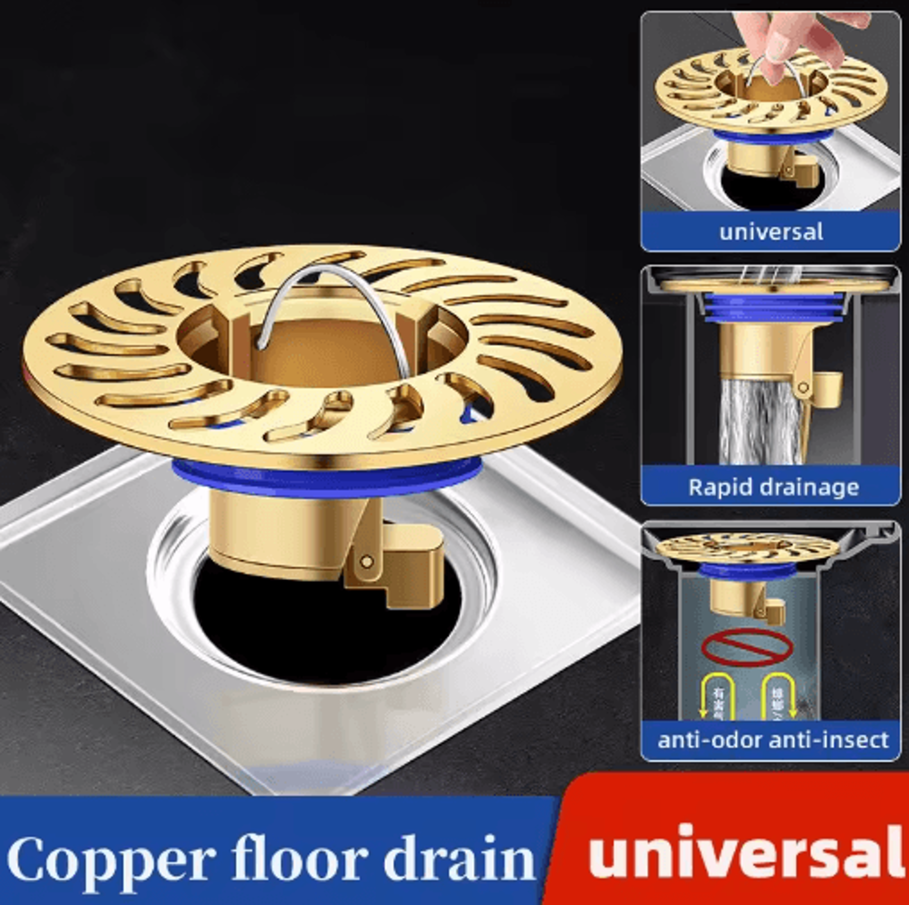 all-copper floor drain core – anti-odor & insect-resistant drain stopper
