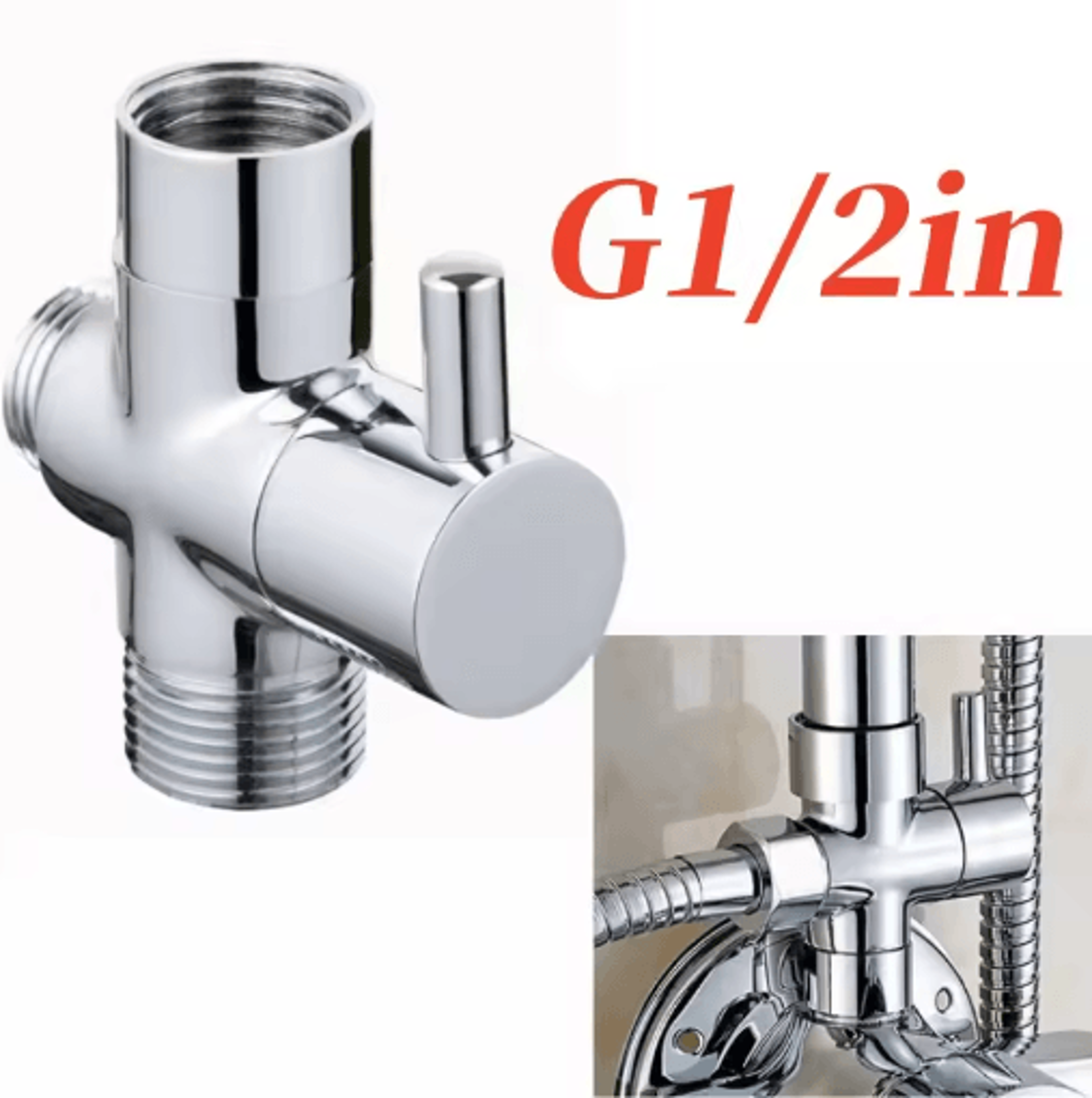 3-way t-adapter diverter valve – bidet, shower & faucet connector