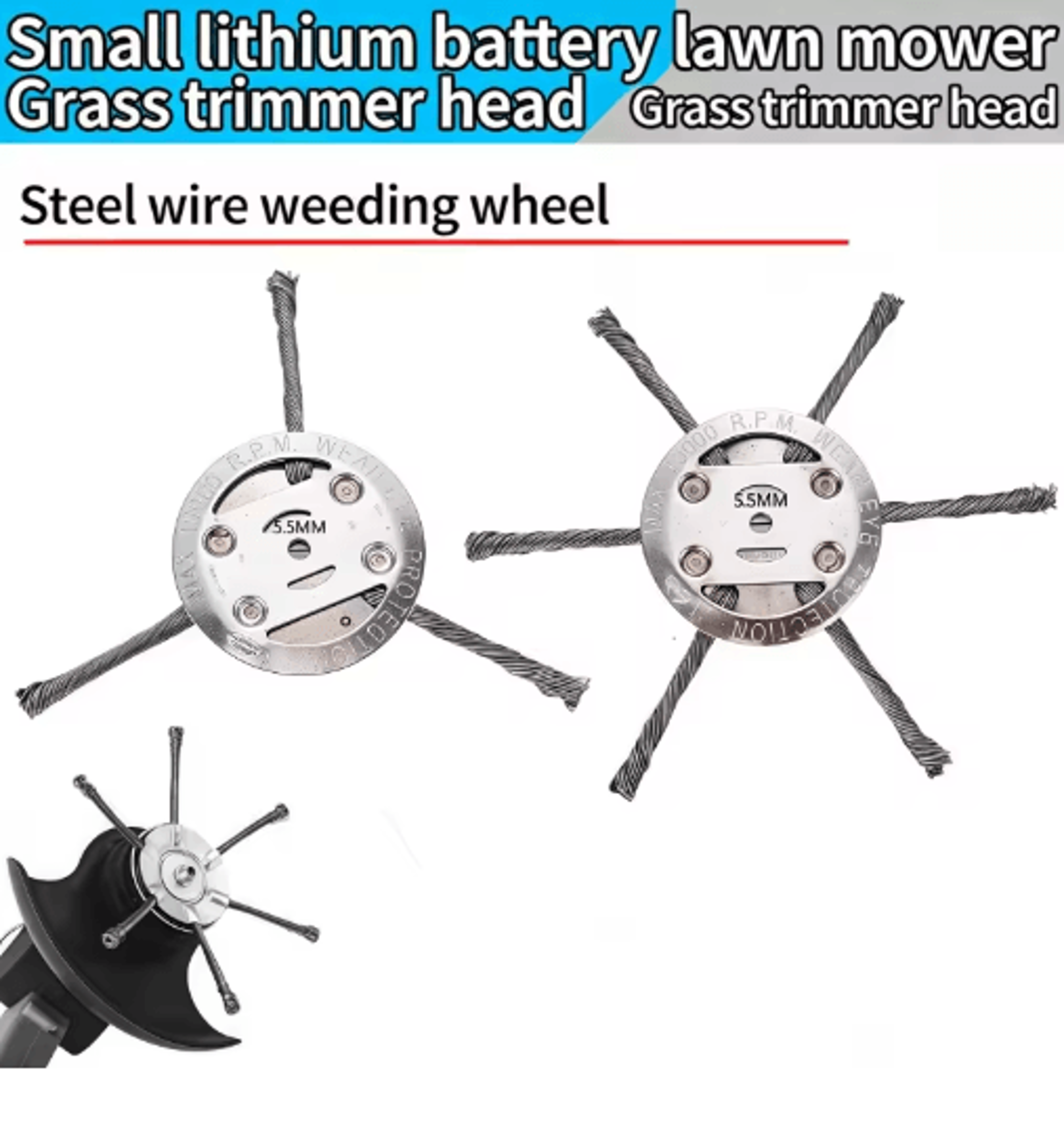 steel wire weed brush head – grass trimmer & moss removal disc