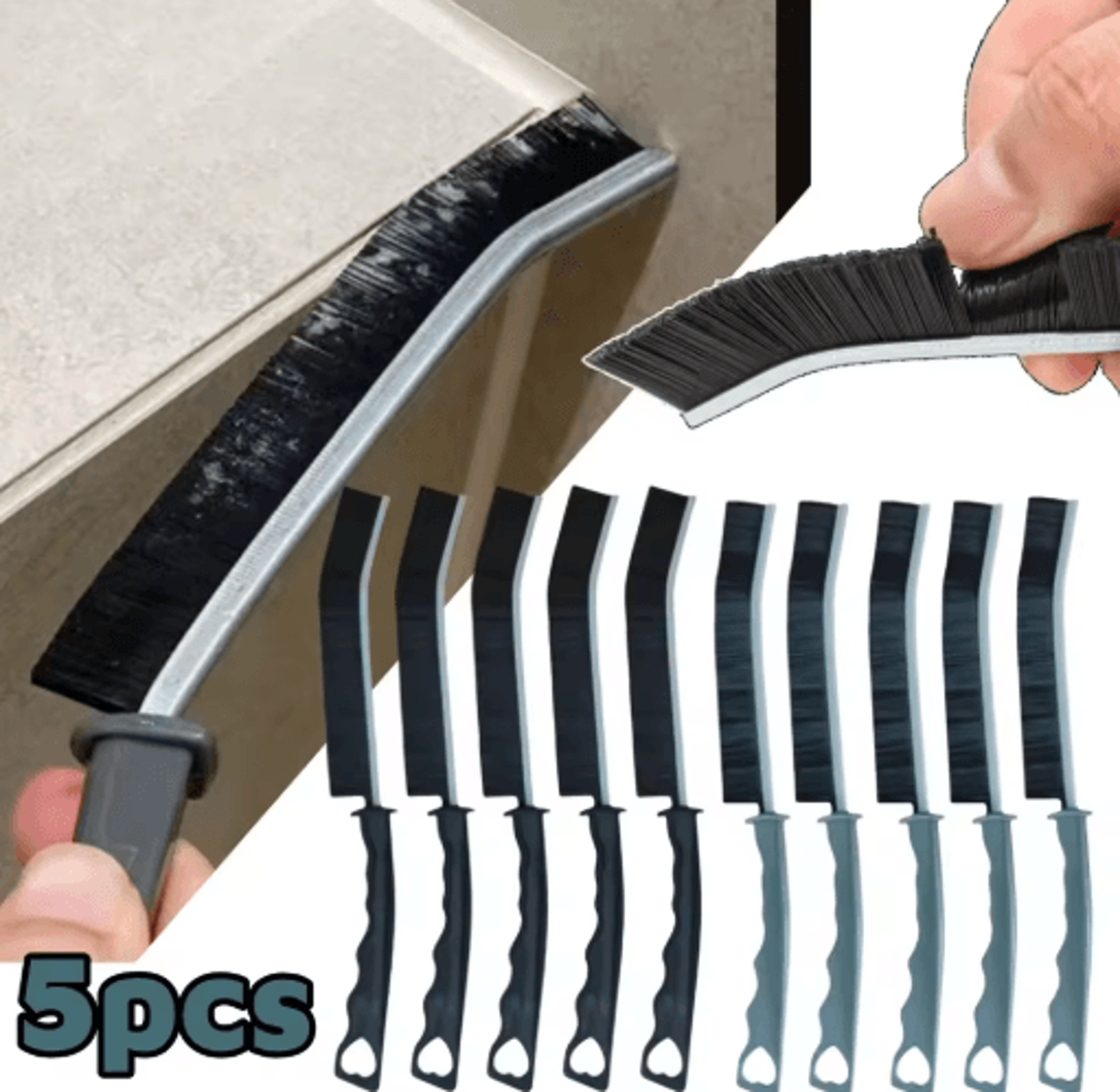 hard bristle crevice cleaning brush – bathroom, tile & window slot cleaner