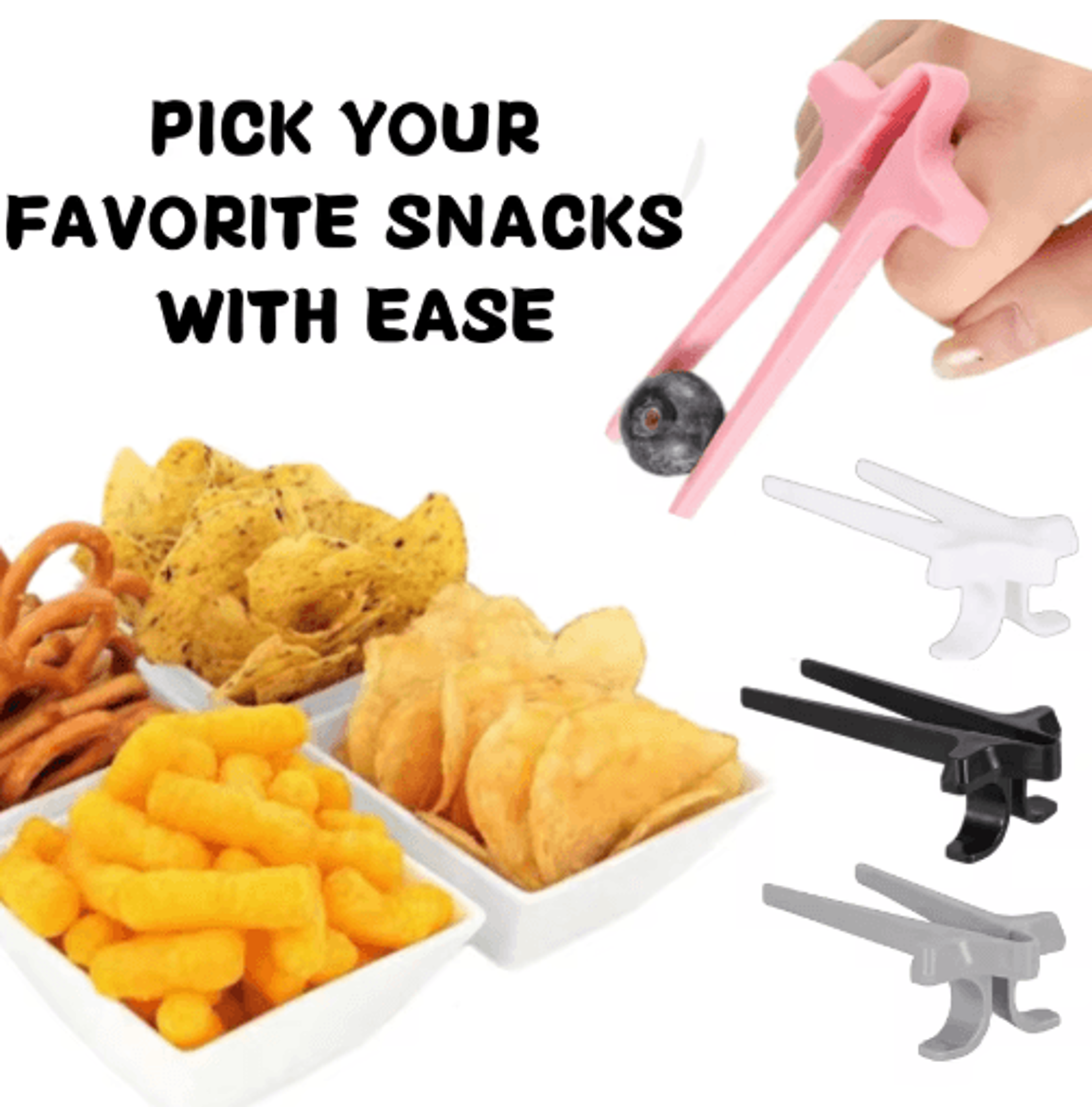 finger chopsticks snack clip – hands-clean chips holder for gaming