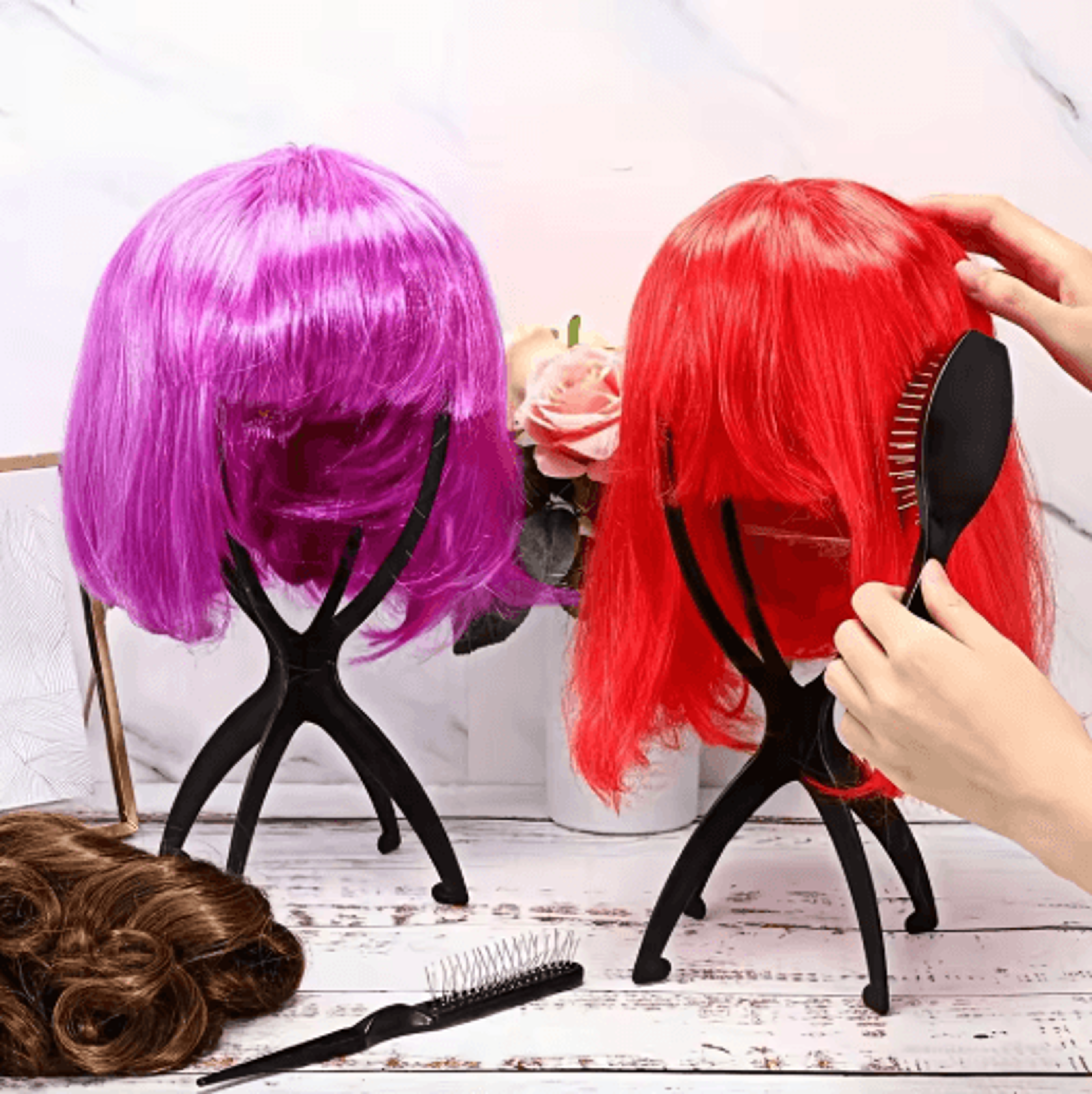 Portable Foldable Wig Stand  Travel Styling  Hat Storage Rack 13