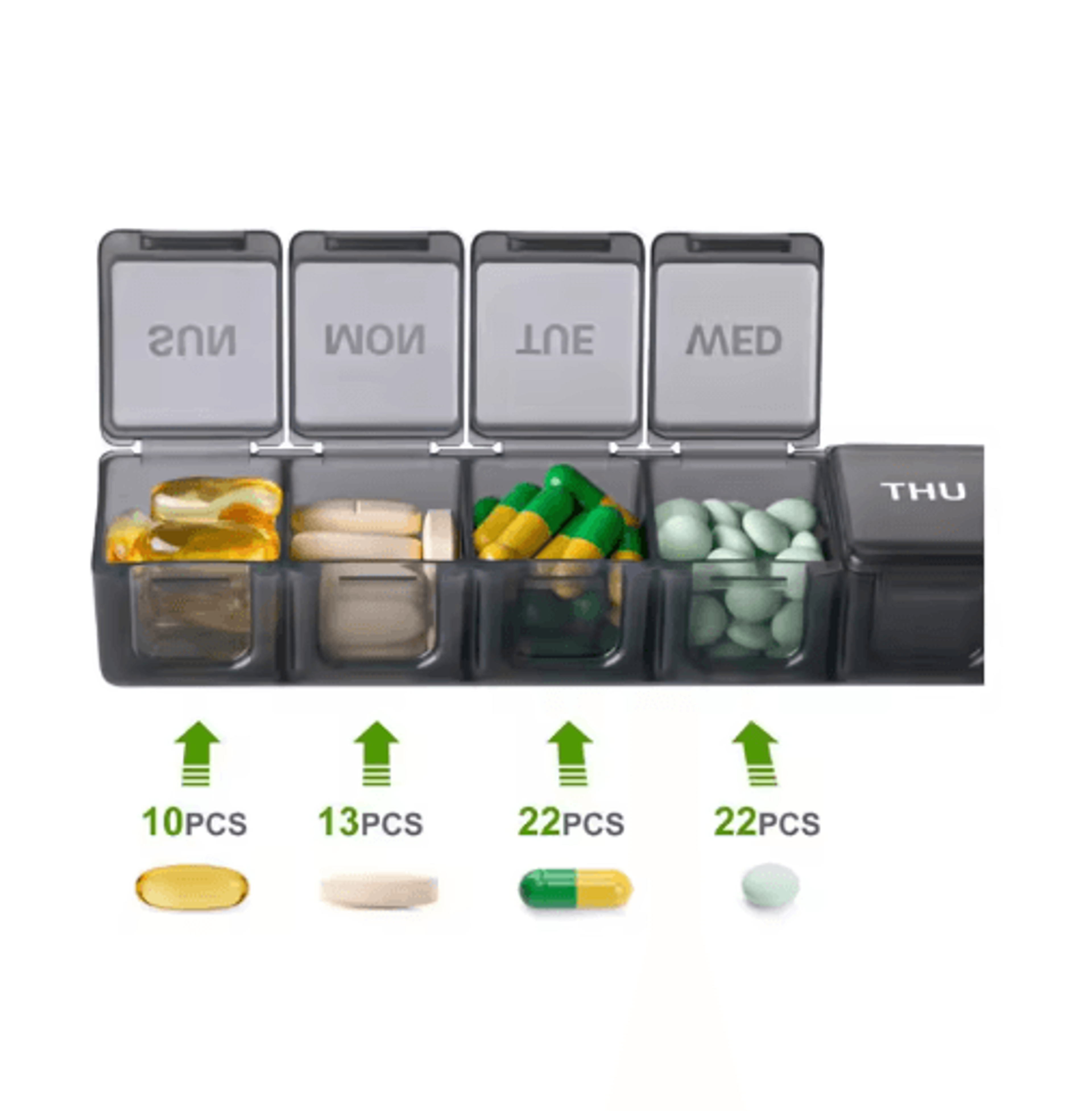 7Day Pill Organizer  Portable Weekly Vitamin  Tablet Storage Case 5