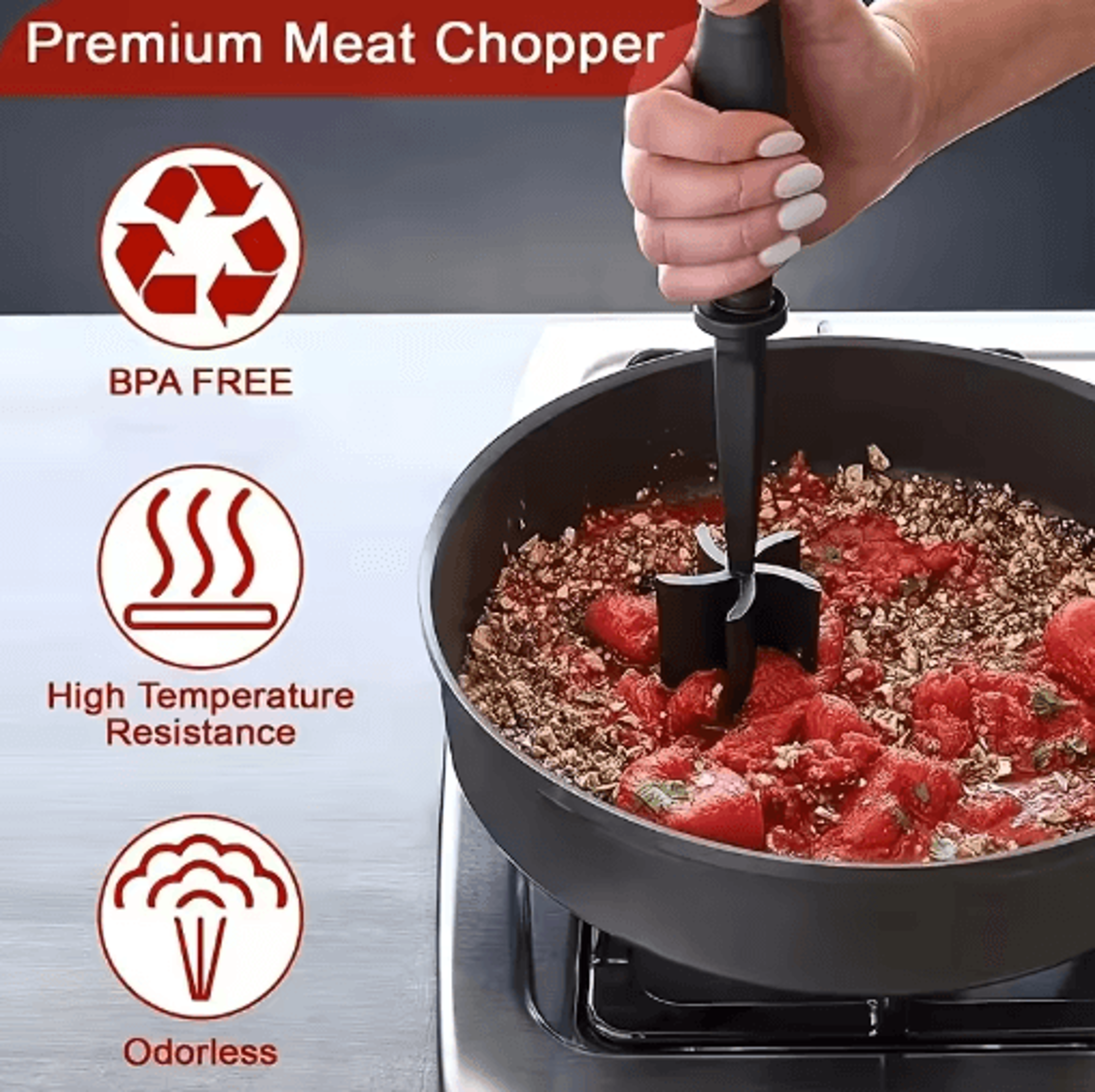 Premium Meat Chopper  HeatResistant Ground Meat Masher 8