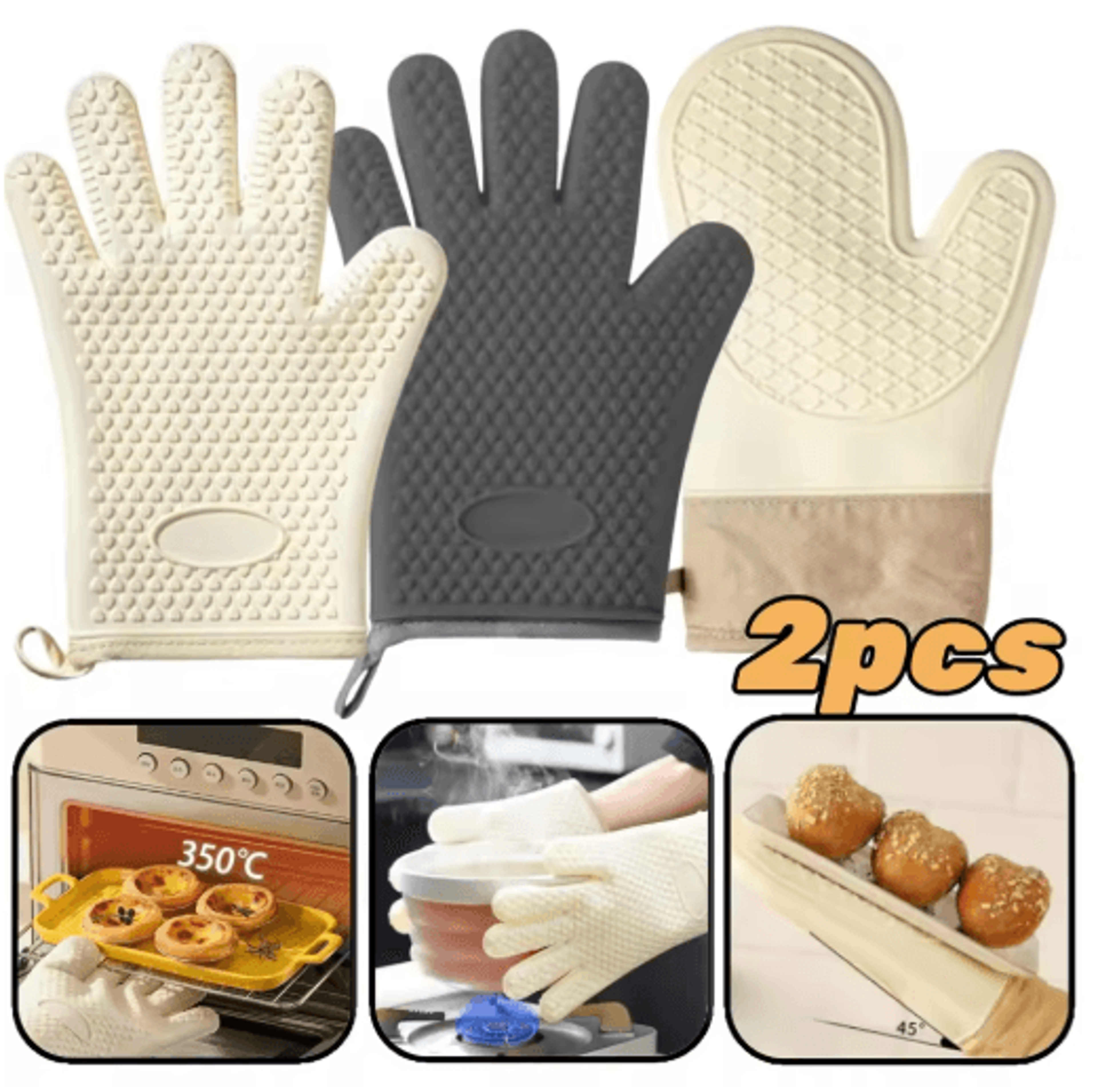 heat-resistant silicone oven gloves – cooking, baking & bbq mitts