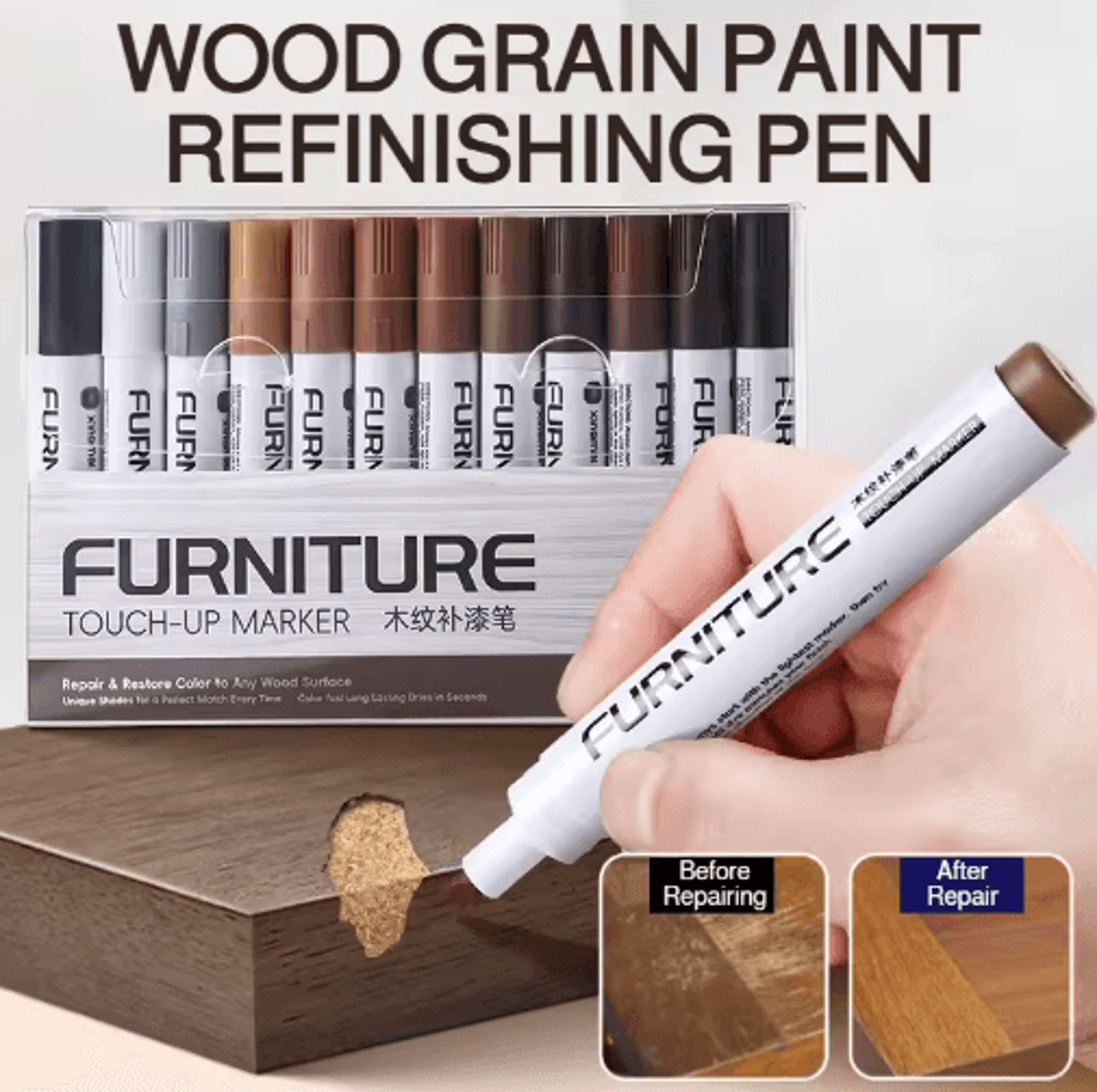 wood repair pen – furniture scratch touch-up & color restoring marker