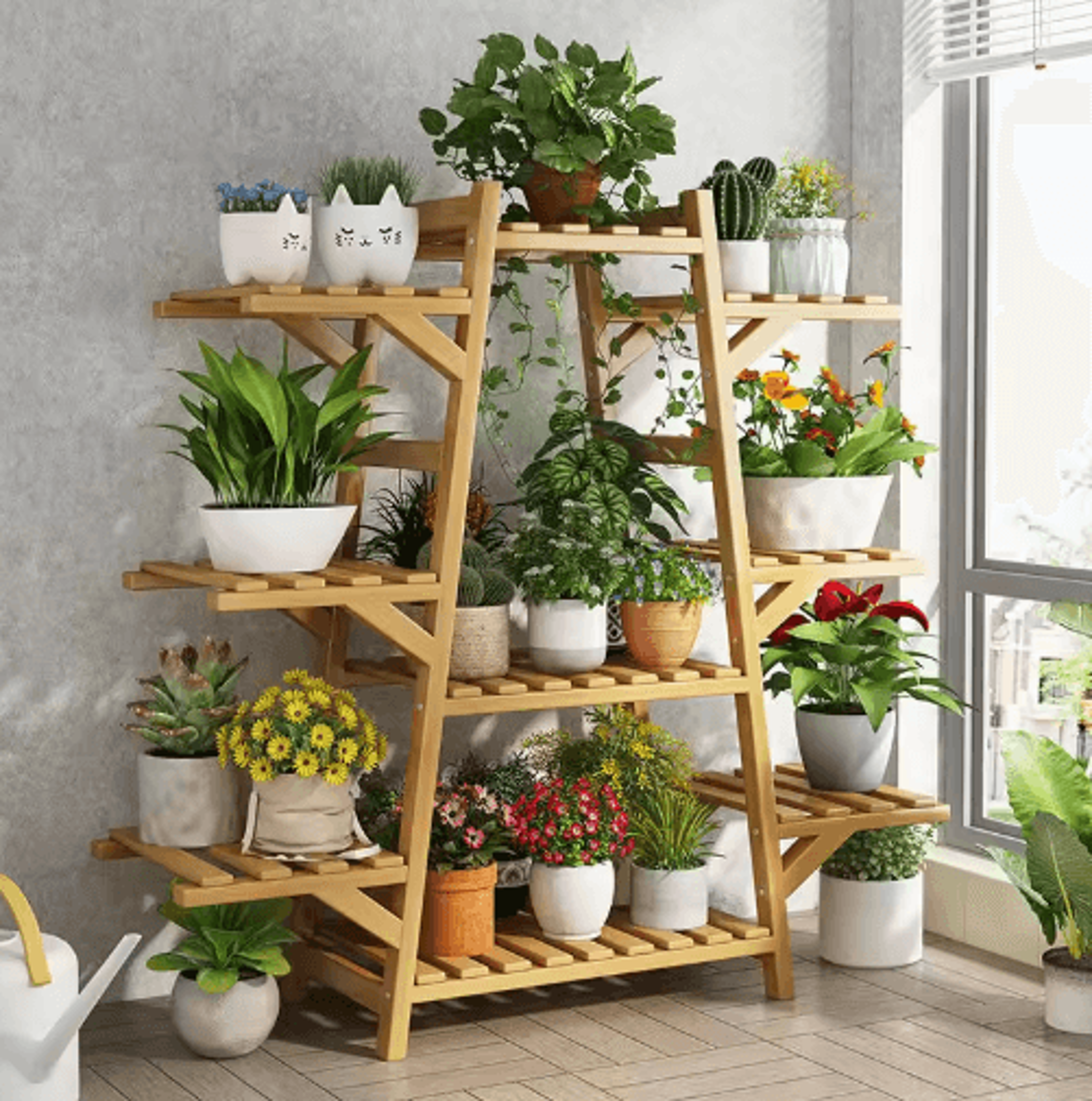 multi-layer floor standing plant rack – balcony flower pot display stand