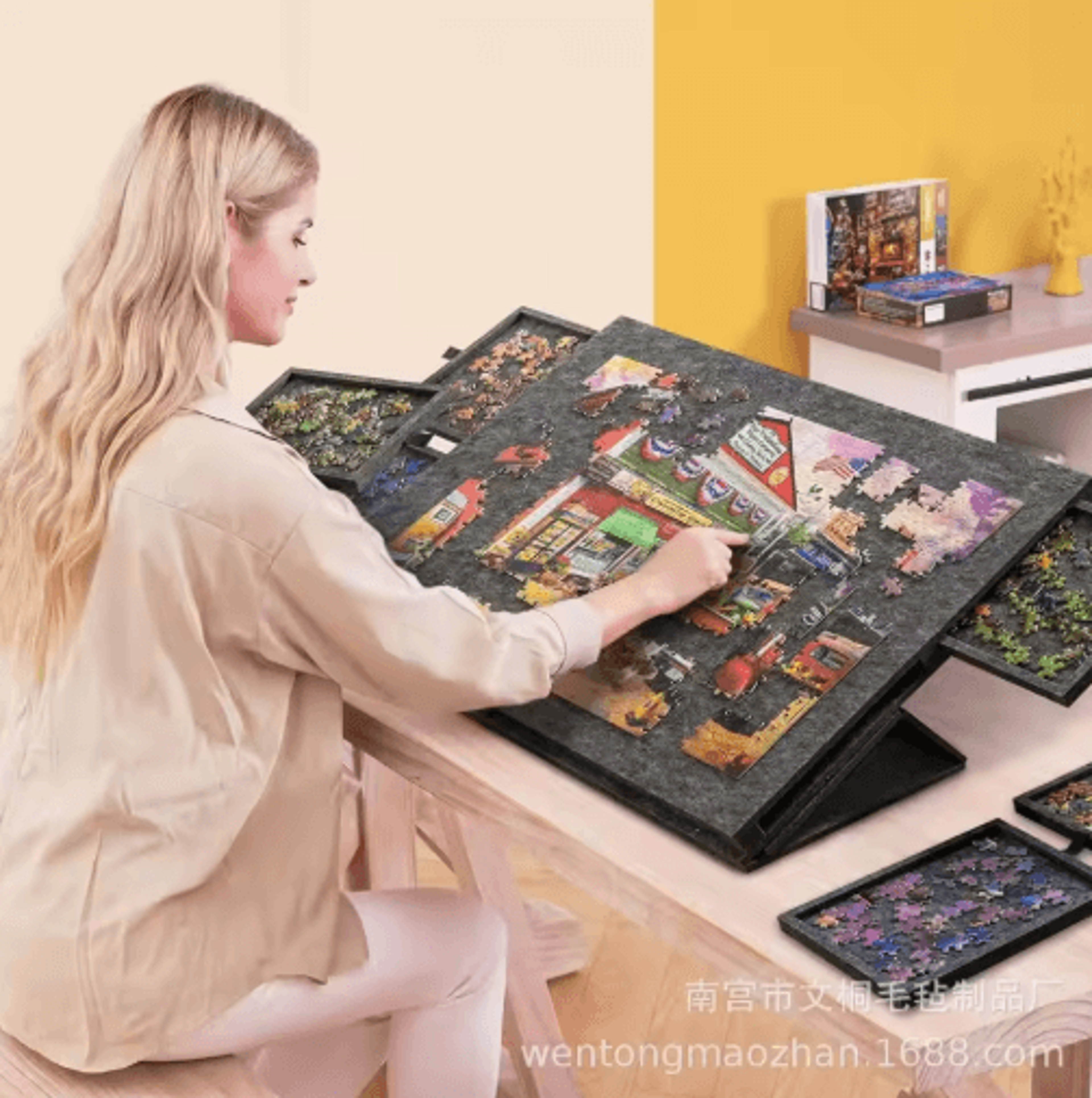 Portable Puzzle Board With 6 Drawers  Jigsaw Table With Stand  Lid 2