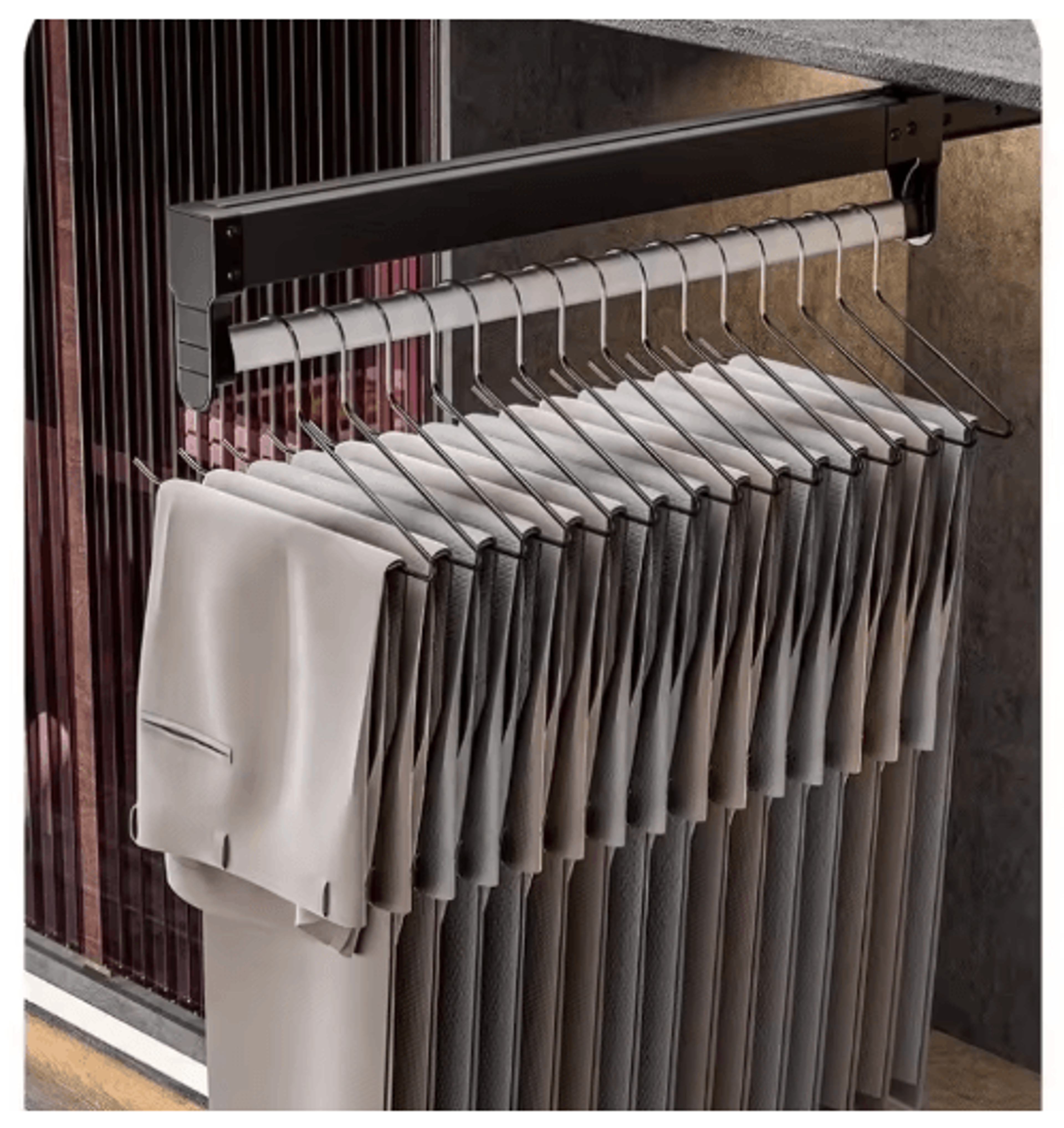 adjustable pull-out closet rod – telescopic wardrobe valet hanger rail