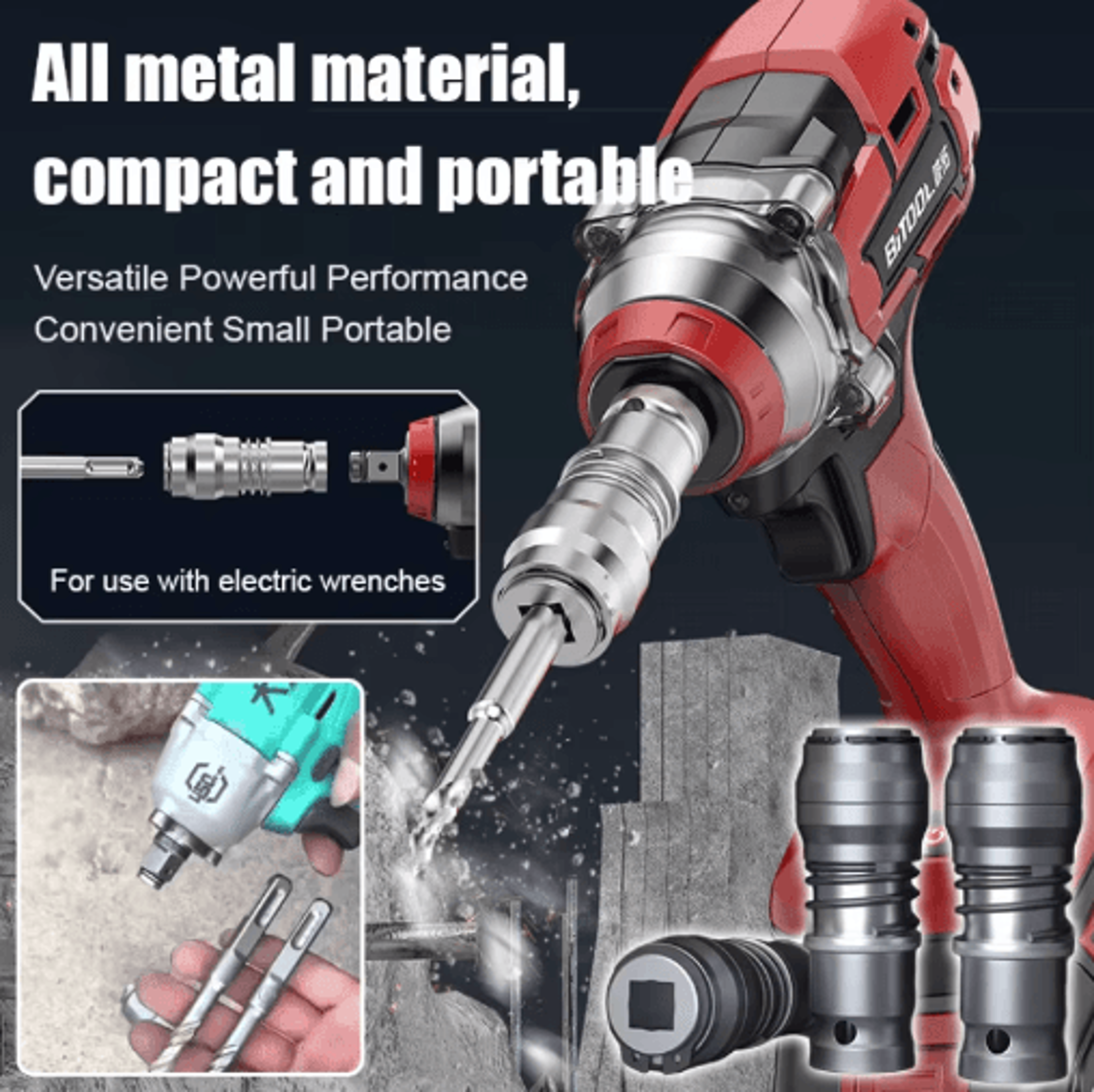 Rechargeable Multifunction Electric Wrench  4Hole Conversion Adapter Tool 3