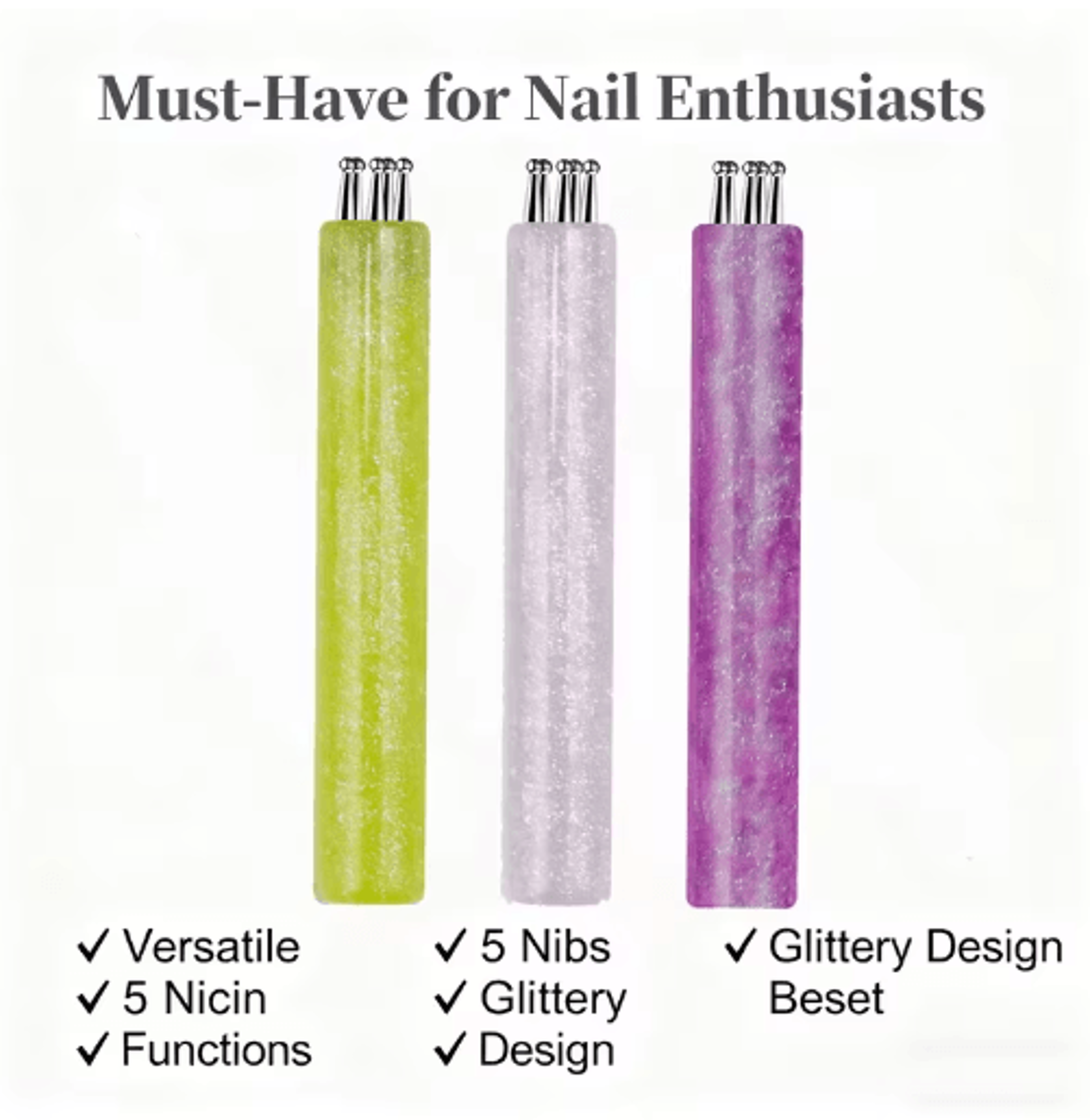 15mm Fine Tip Nail Art Dotting Pen  Precision Manicure  Glitter Tool 6