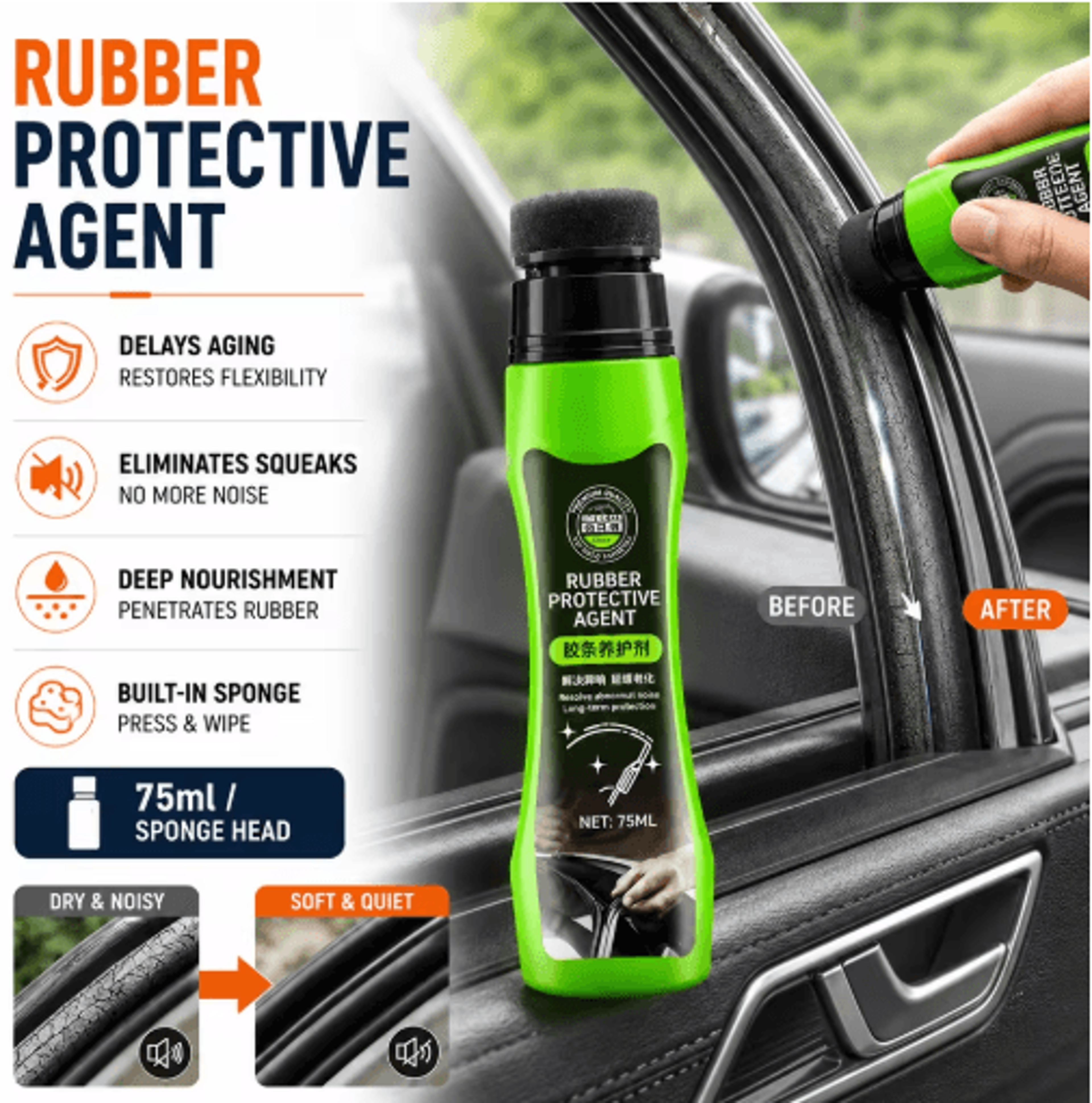 75ml Rubber Seal Conditioner  Car Door  Window Weatherstrip Care 0