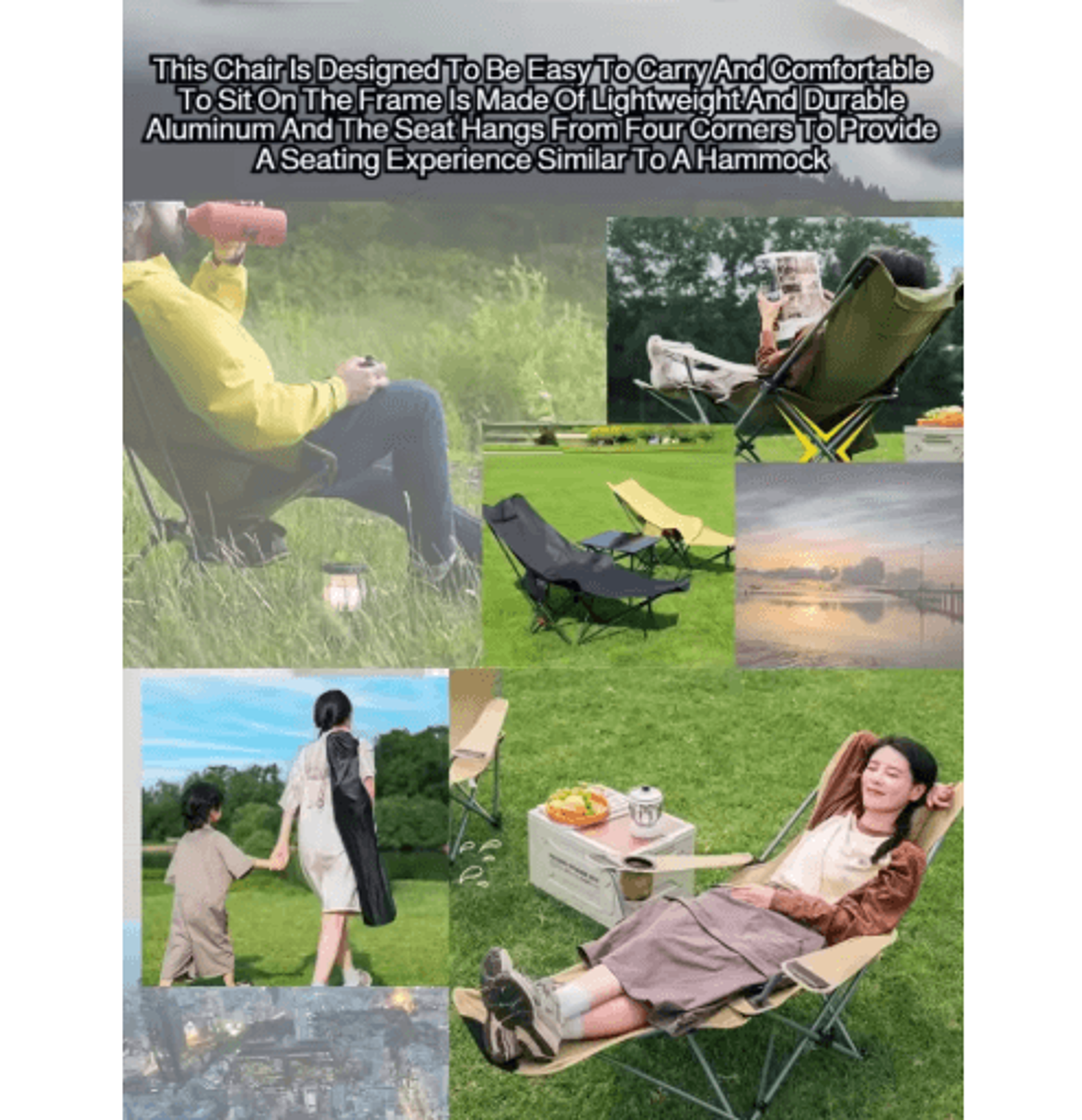 Portable Folding Camping Recliner With Adjustable Backrest  Leg Rest 6