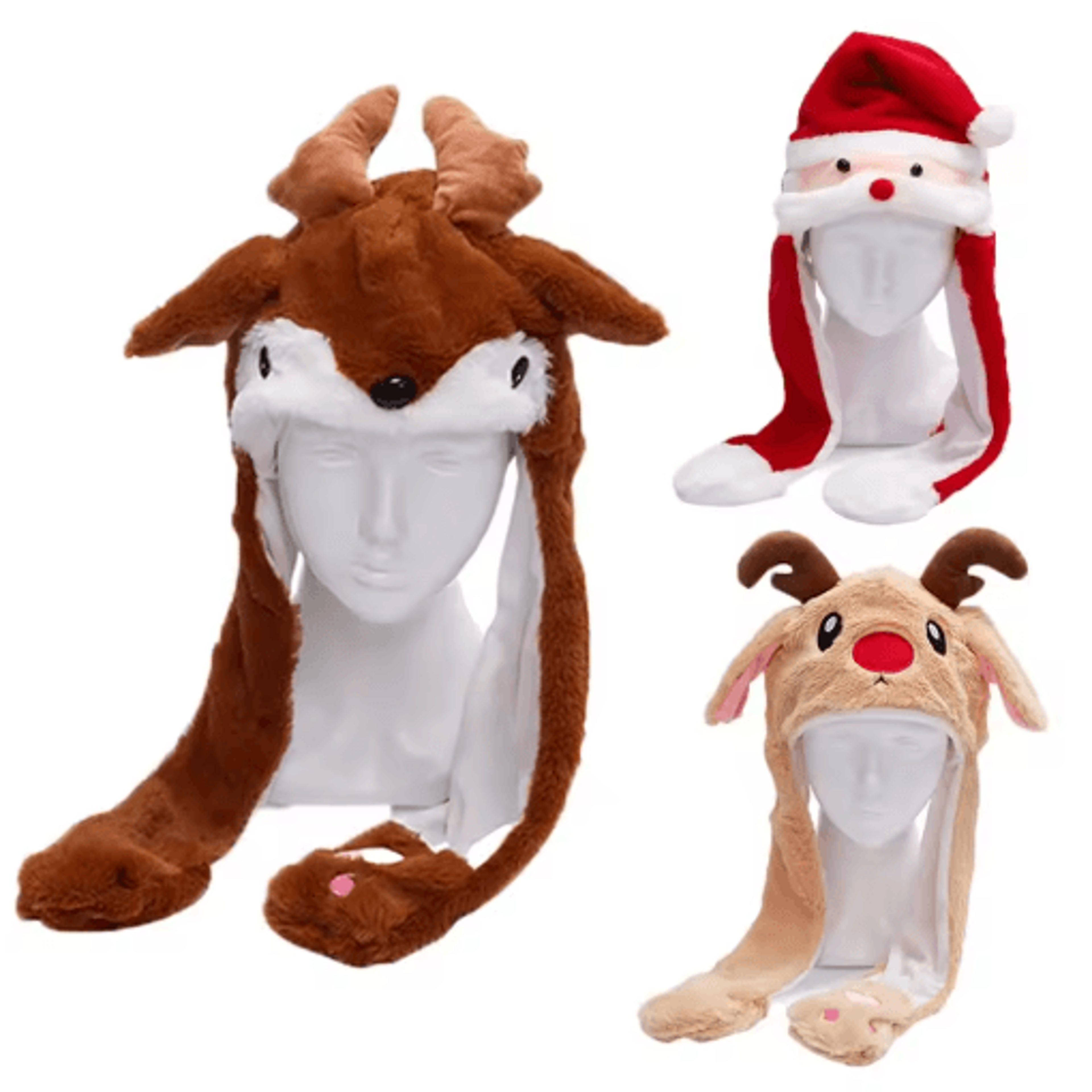 plush christmas elk hat with moving ears for holiday parties