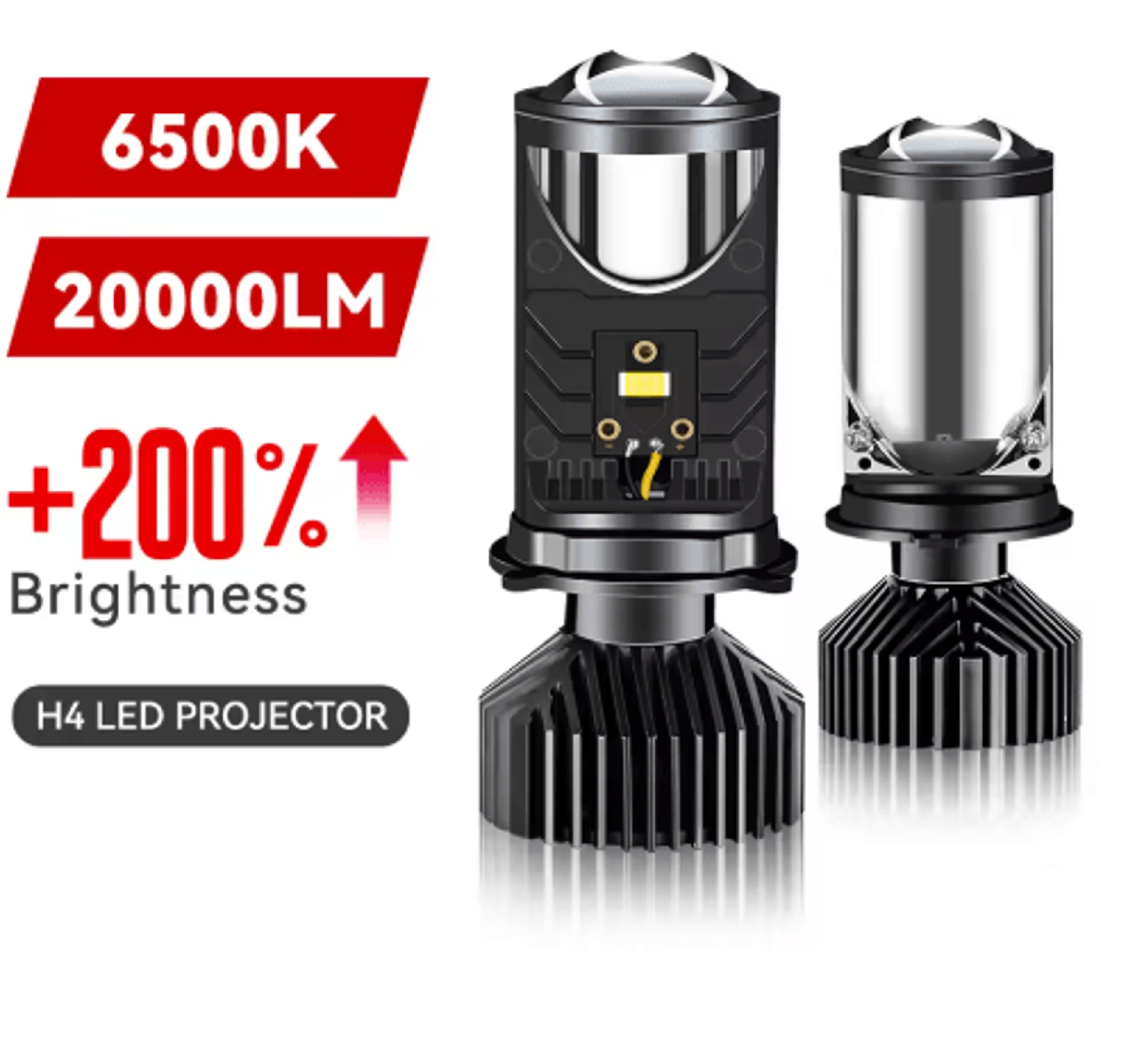 y6 h4 led projector headlight bulbs 90w 6000k hi lo beam