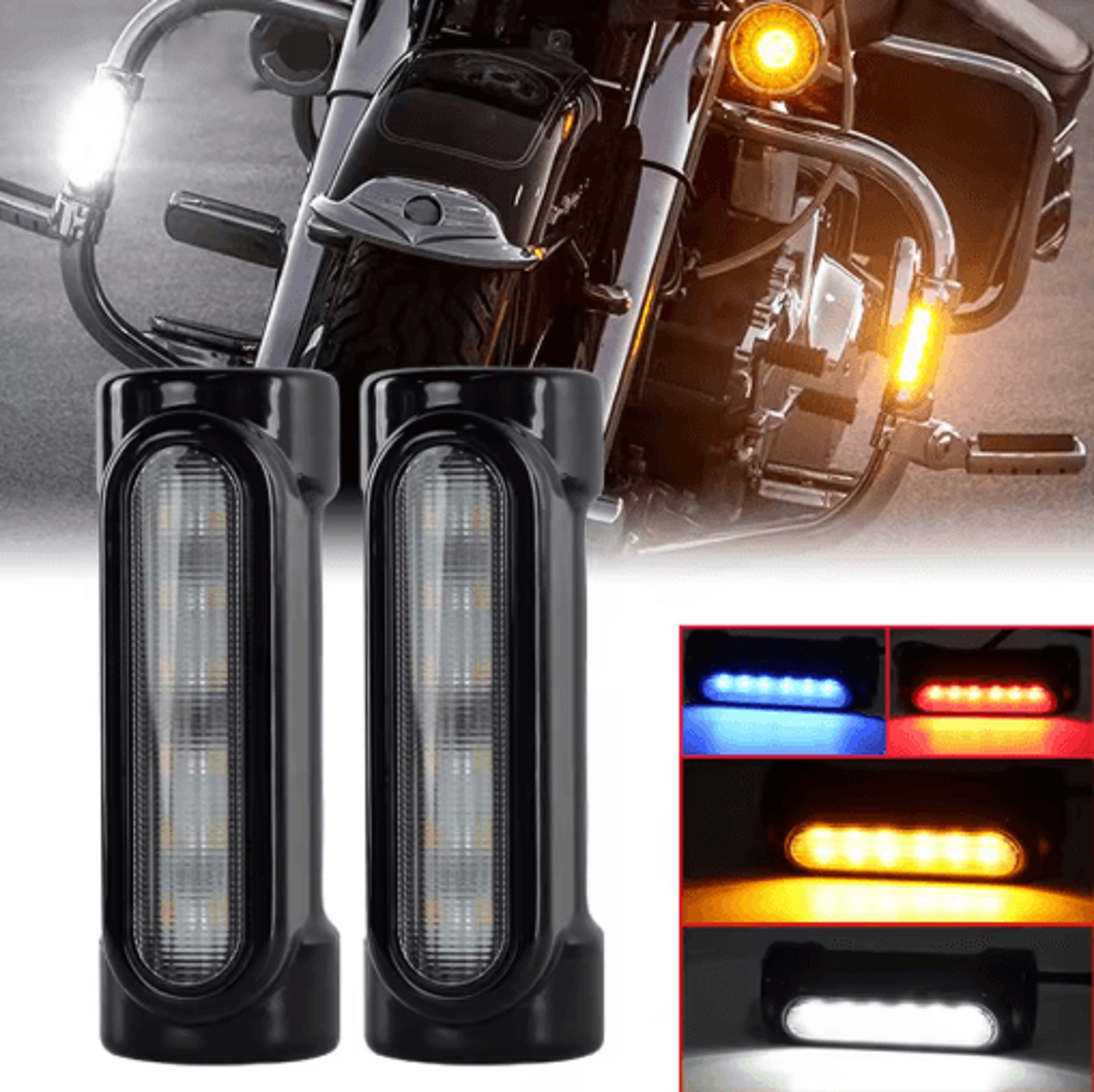 led motorcycle crash bar lights with drl and turn signals for harley touring