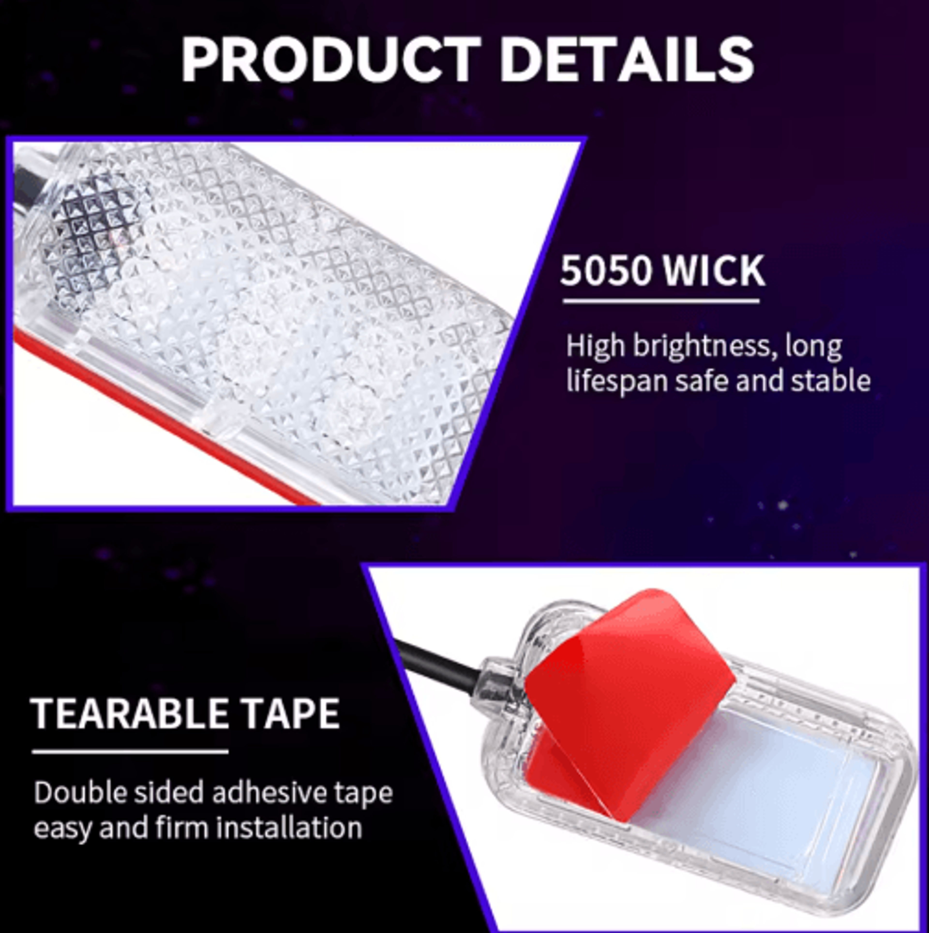 LED Car Interior Ambient Strip Lights With USB And 12V Power 12