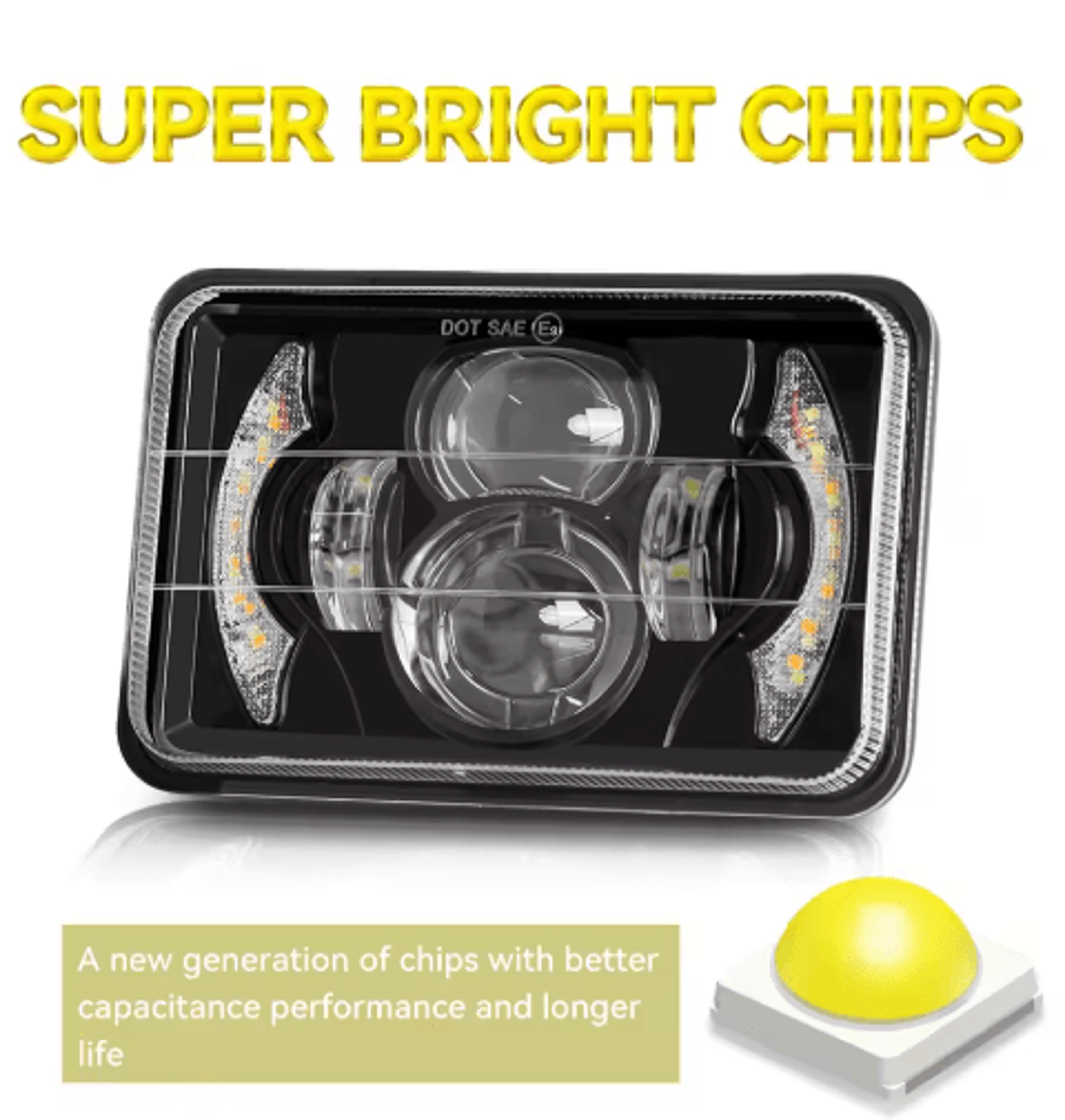 4x6 LED Motorcycle Headlight With DRL For Honda XR And Suzuki DRZ 4