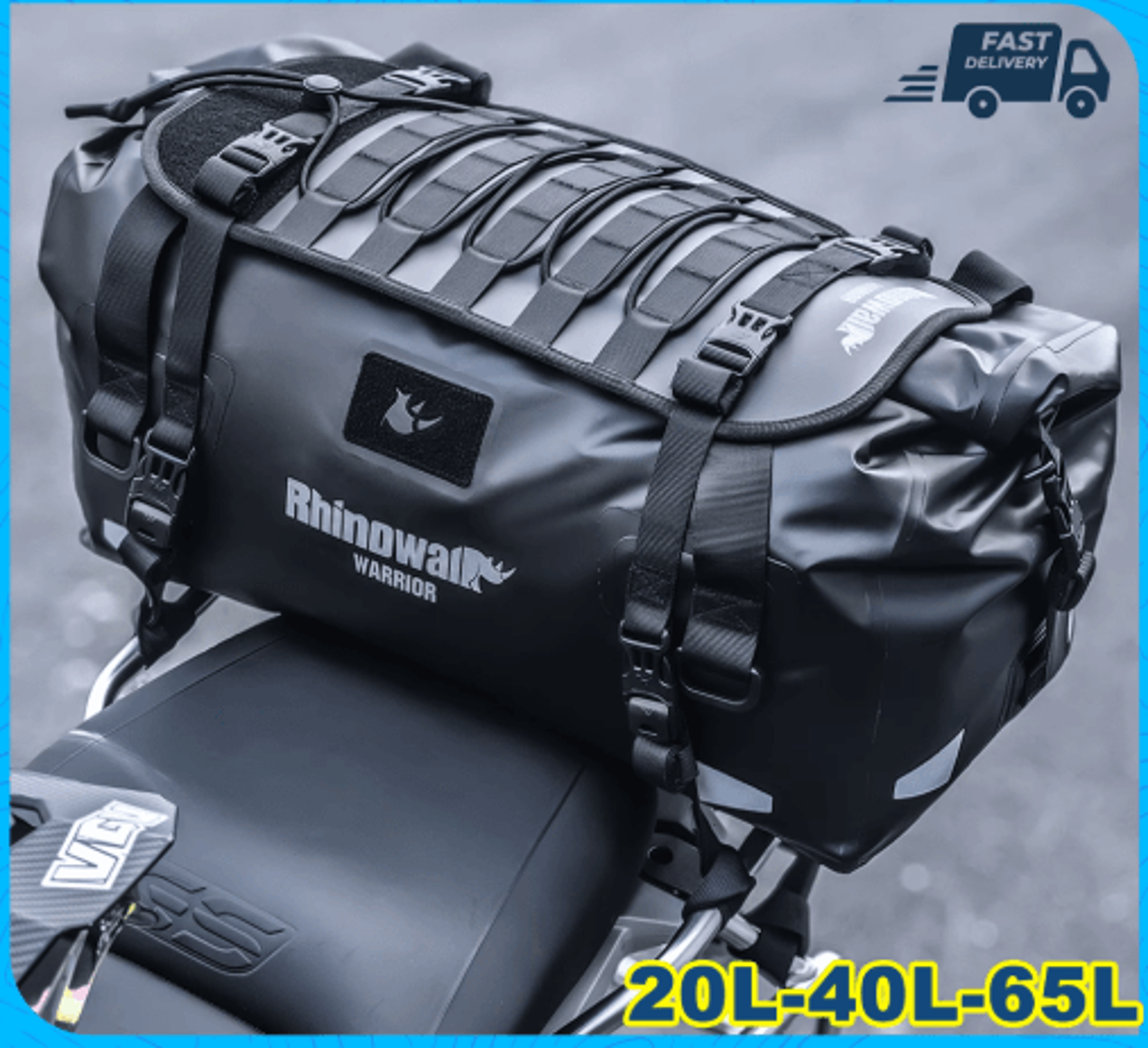 waterproof motorcycle tail bag 20l 40l 65l with molle panel
