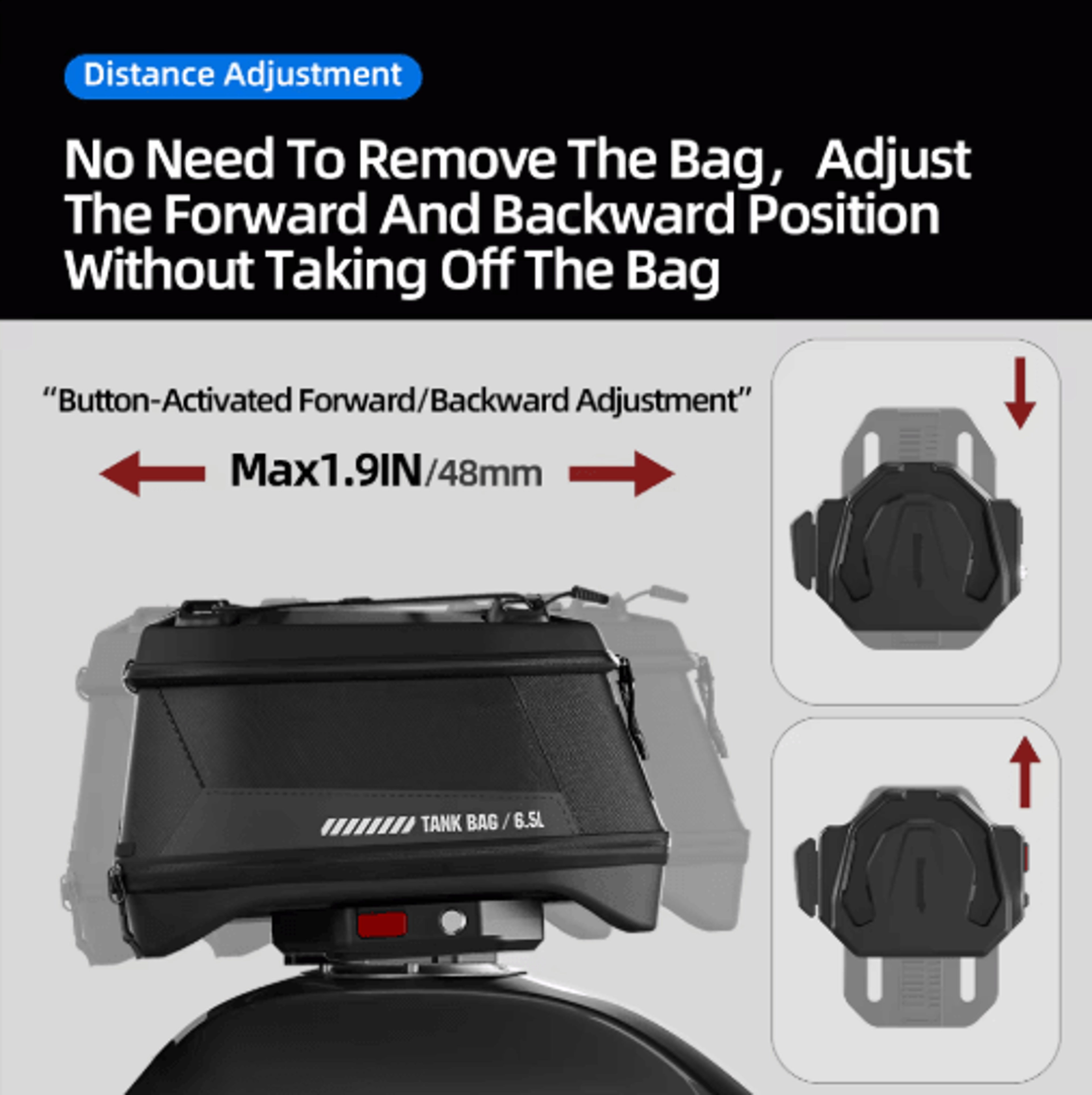 65L Waterproof Motorcycle Magnetic Tank Bag With Quick Release 18