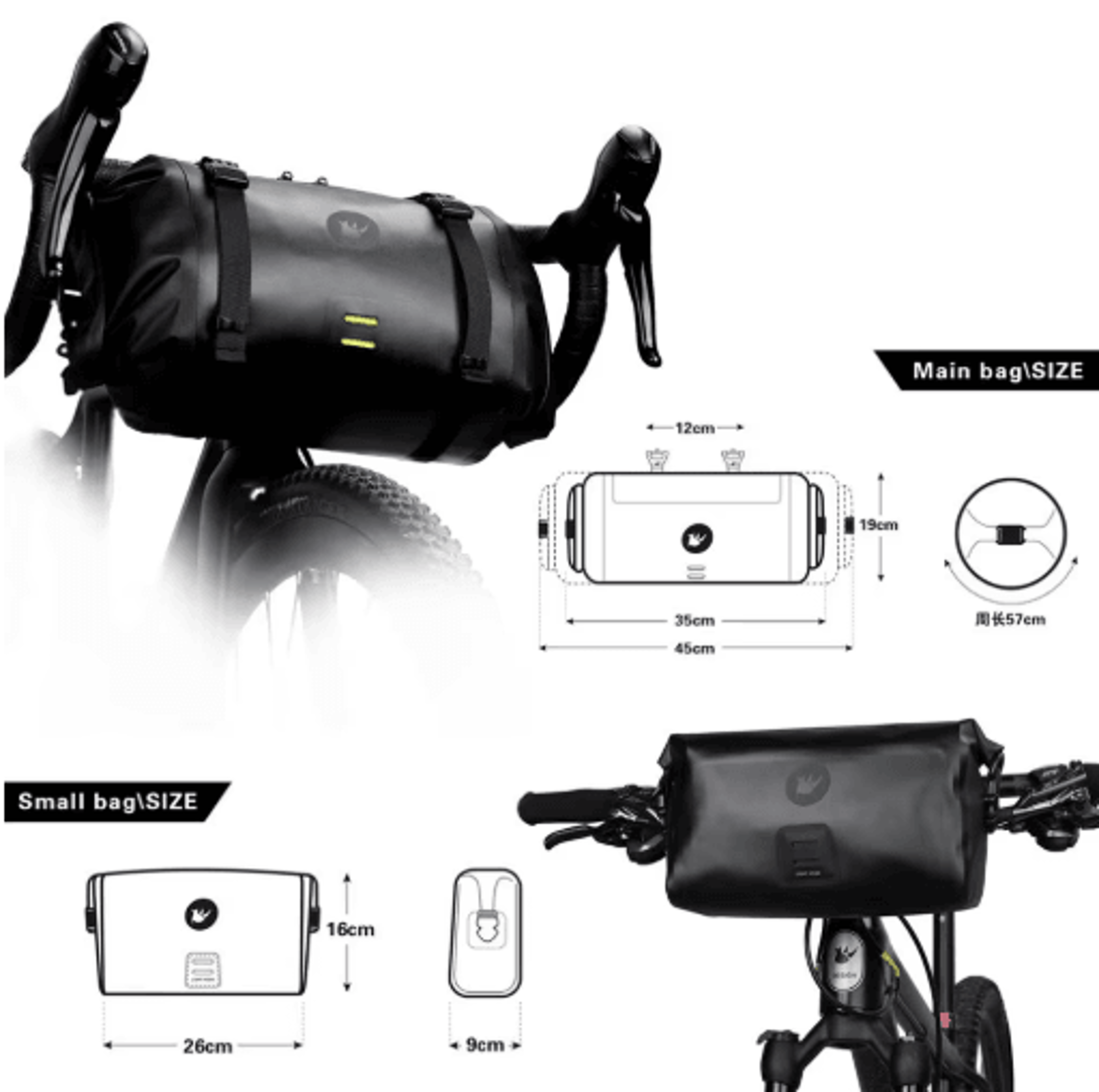 Waterproof Bicycle Handlebar Bag Large Capacity Front Storage Pouch 7