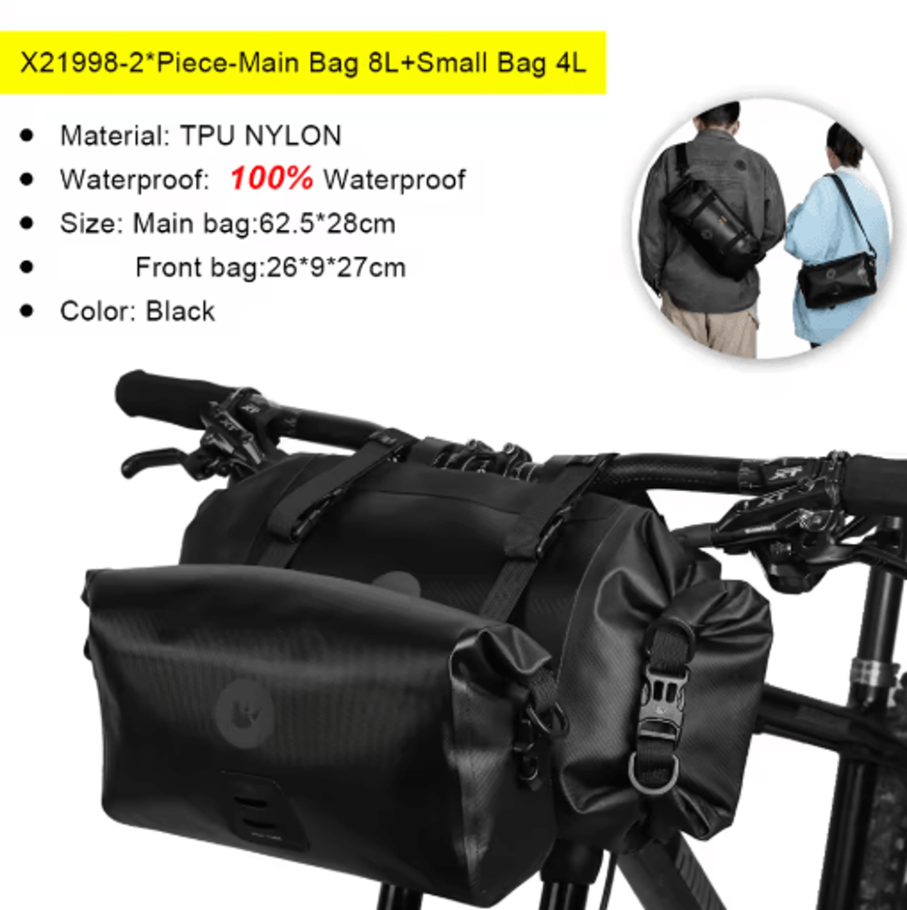 Waterproof Bicycle Handlebar Bag Large Capacity Front Storage Pouch 3