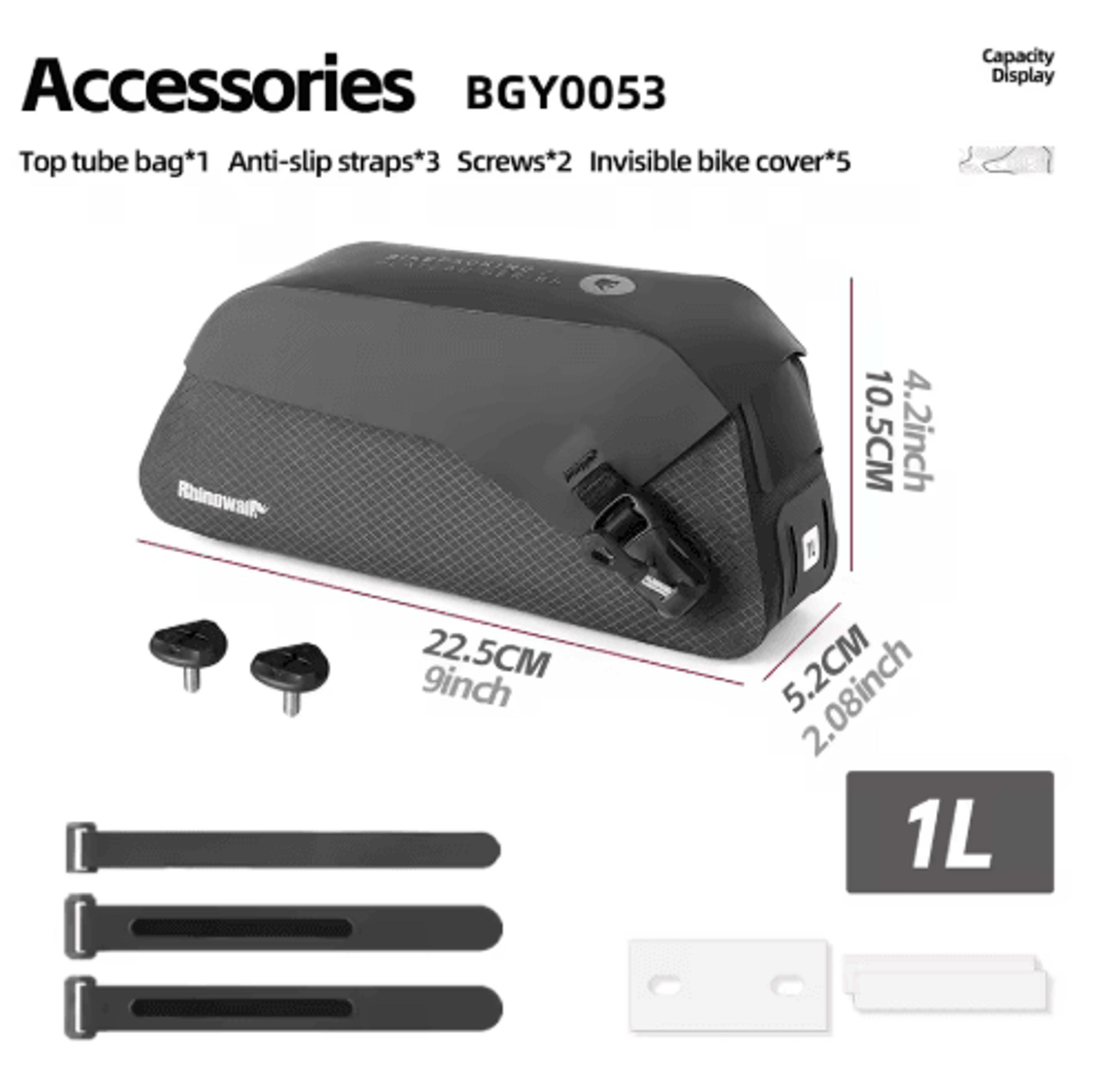 Rhinowalk Waterproof Bike Top Tube Bag With Magnetic Flip Closure 2