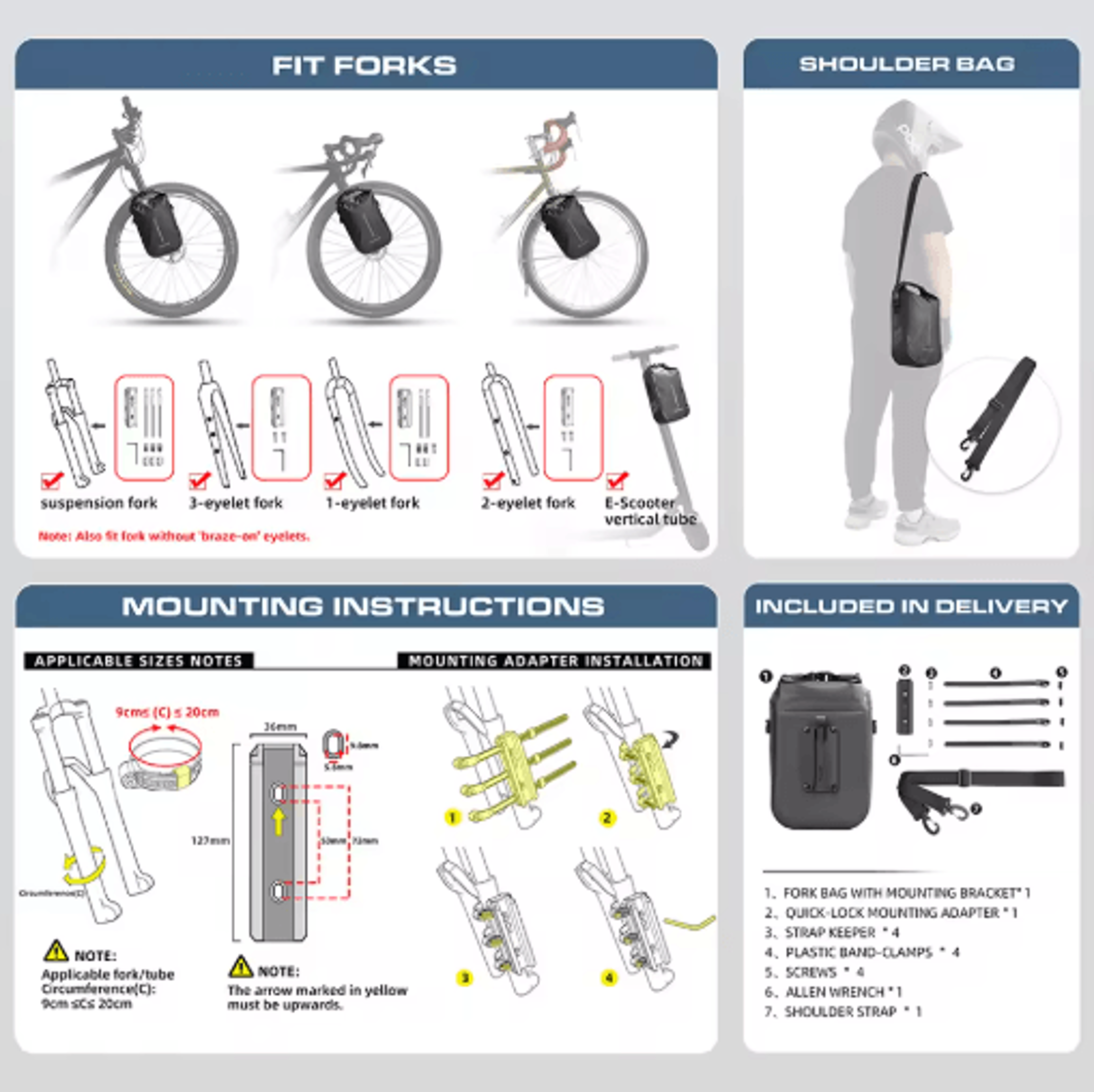 QuickRelease Bike Front Fork Bag  4L6L Cycling Storage  Shoulder Bag 11