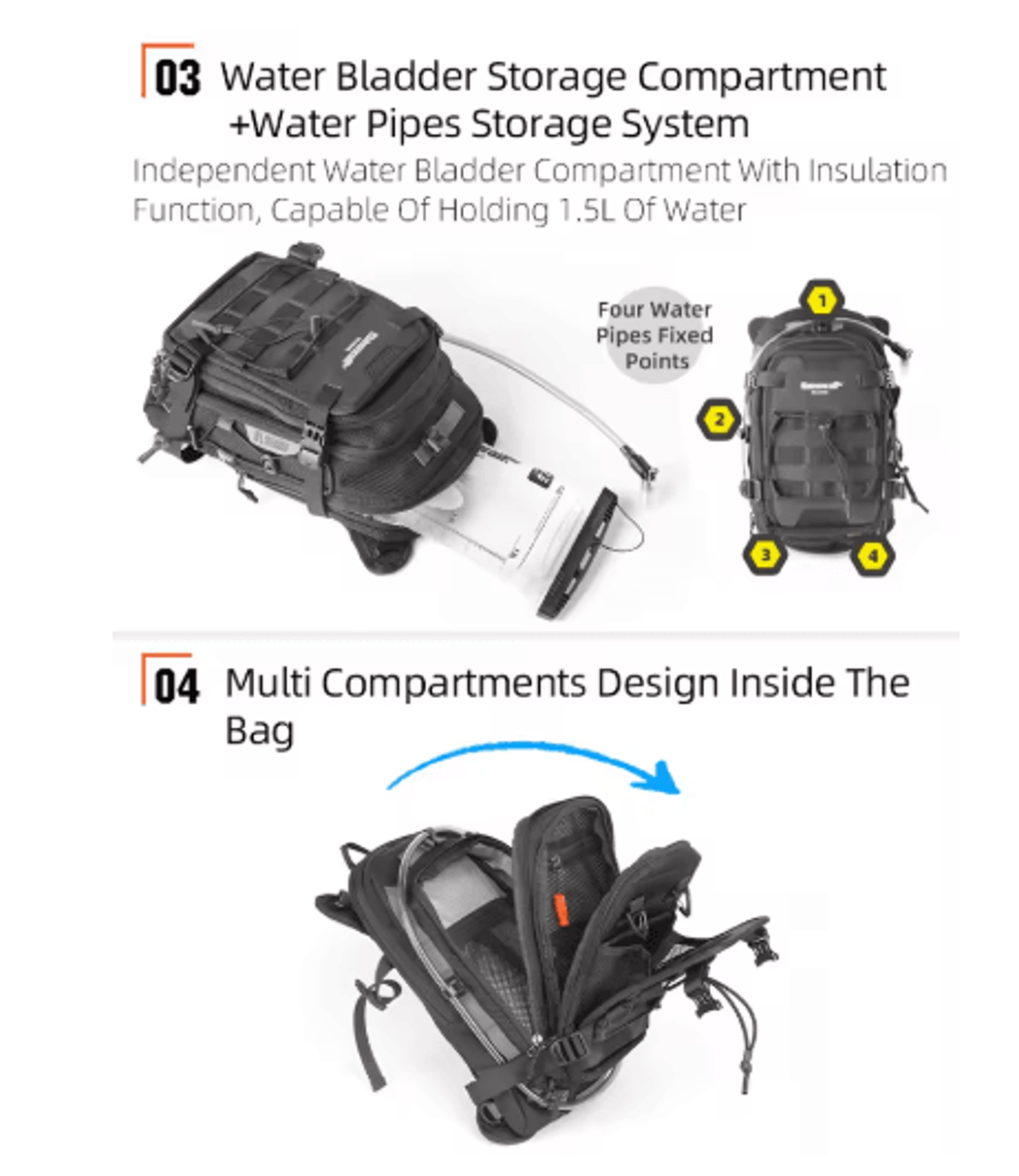 9L Motorcycle Tank Bag  MultiCompartment Backpack With Rain Cover  15L Water Bag 4