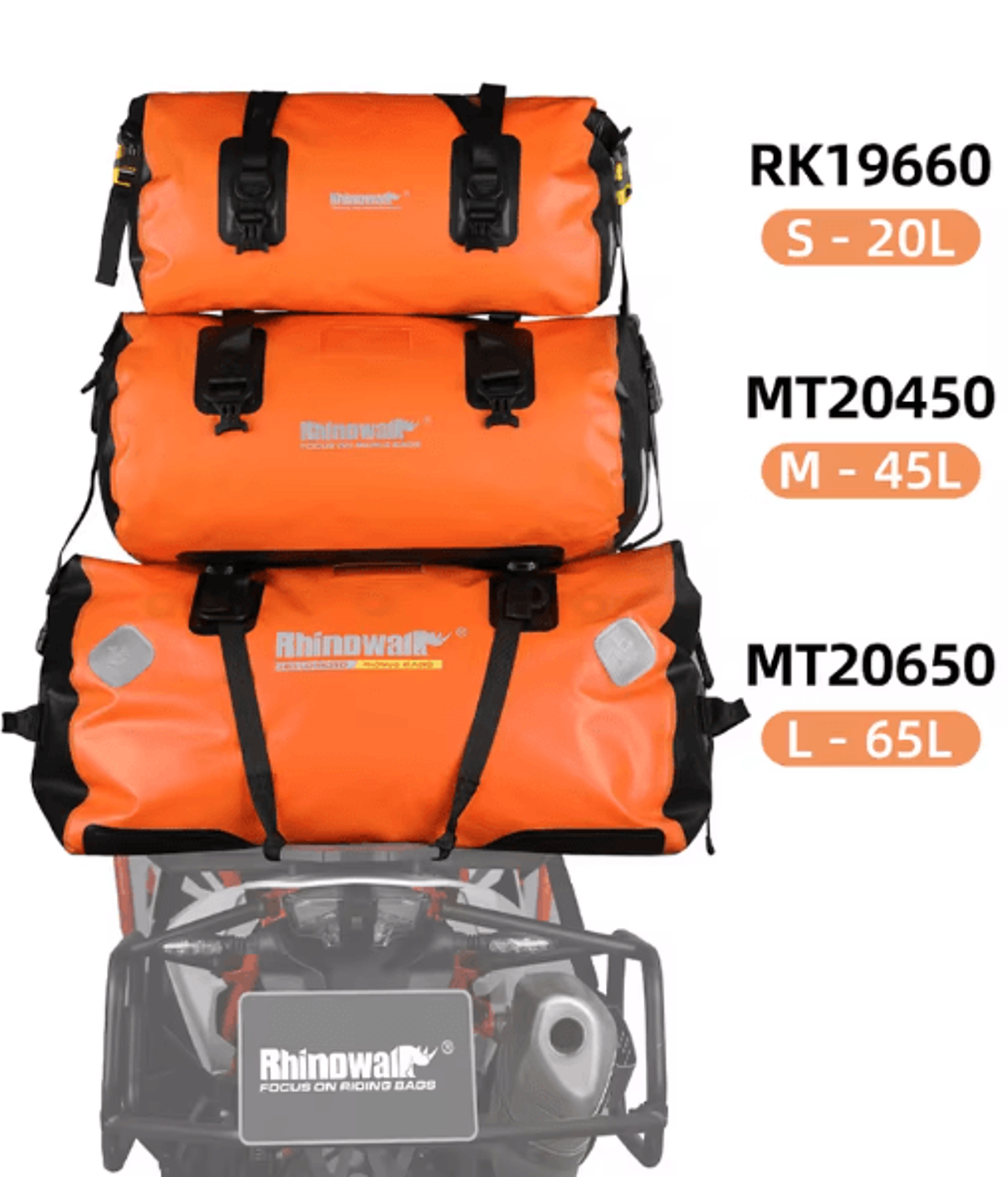 waterproof motorcycle tail bag – 20l/45l/65l large capacity rear seat luggage