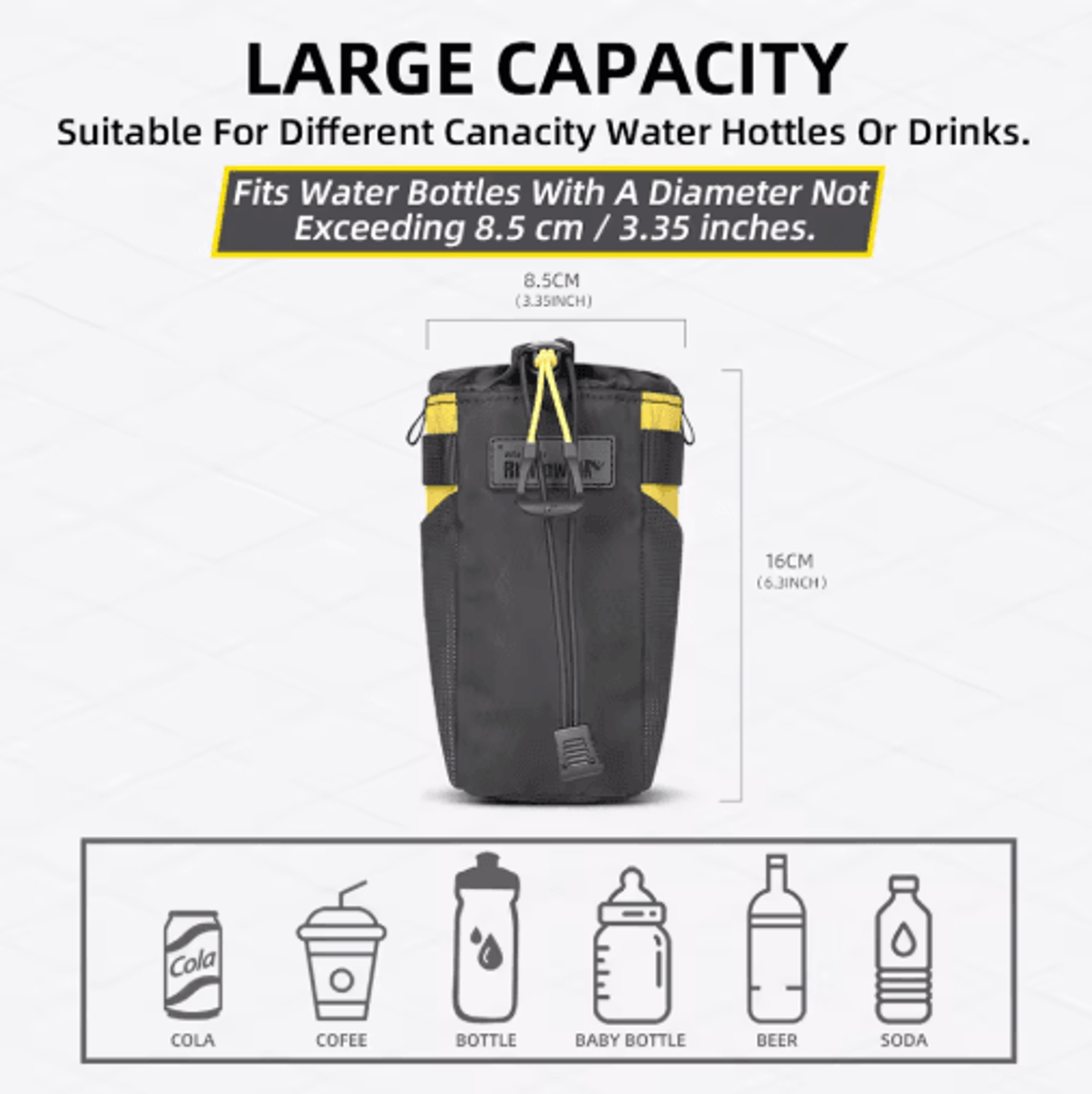 Insulated Bike Water Bottle Carrier  Handlebar Storage Pouch 7