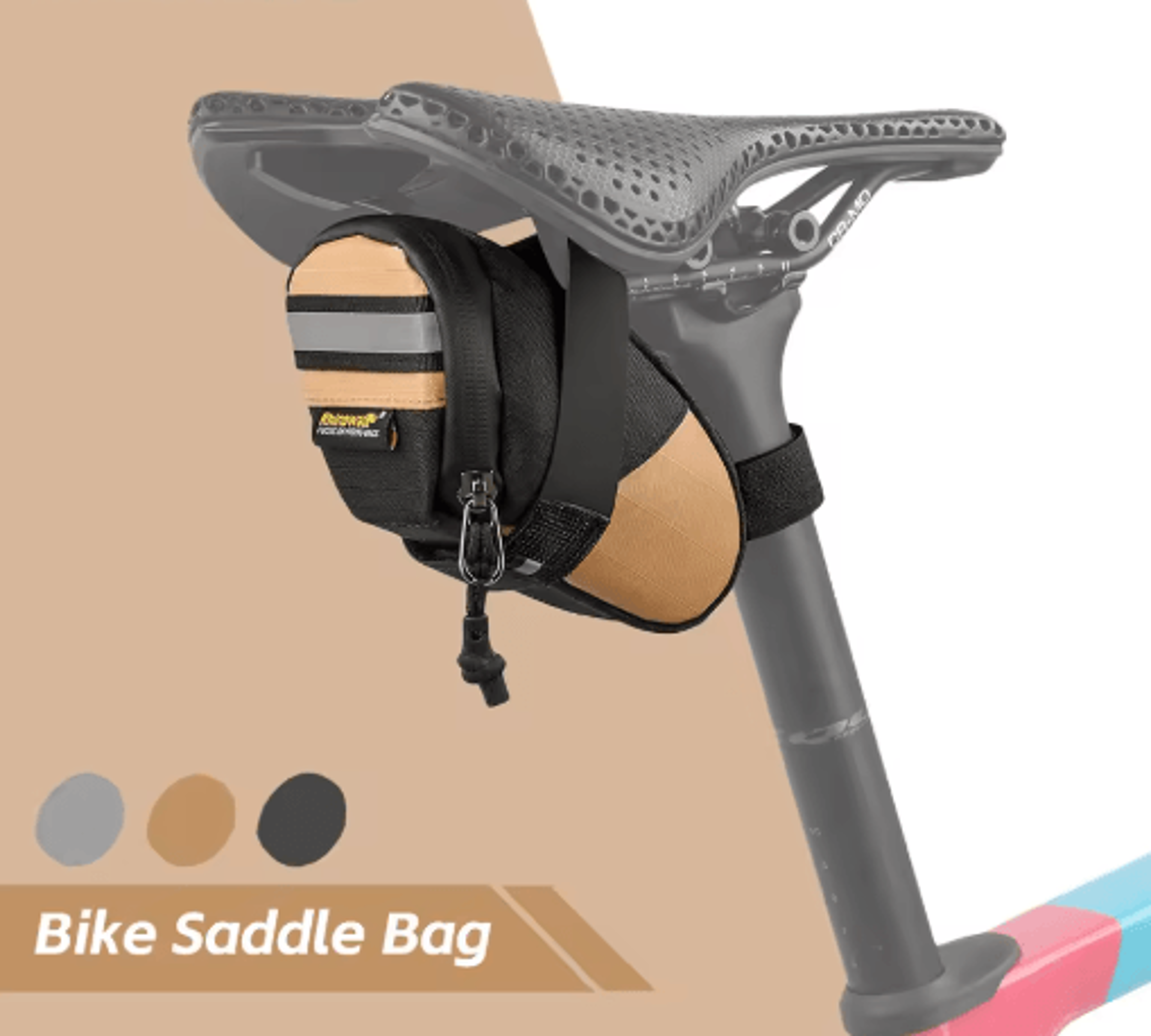 0.4l bike saddle bag – water-resistant reflective rear storage pouch