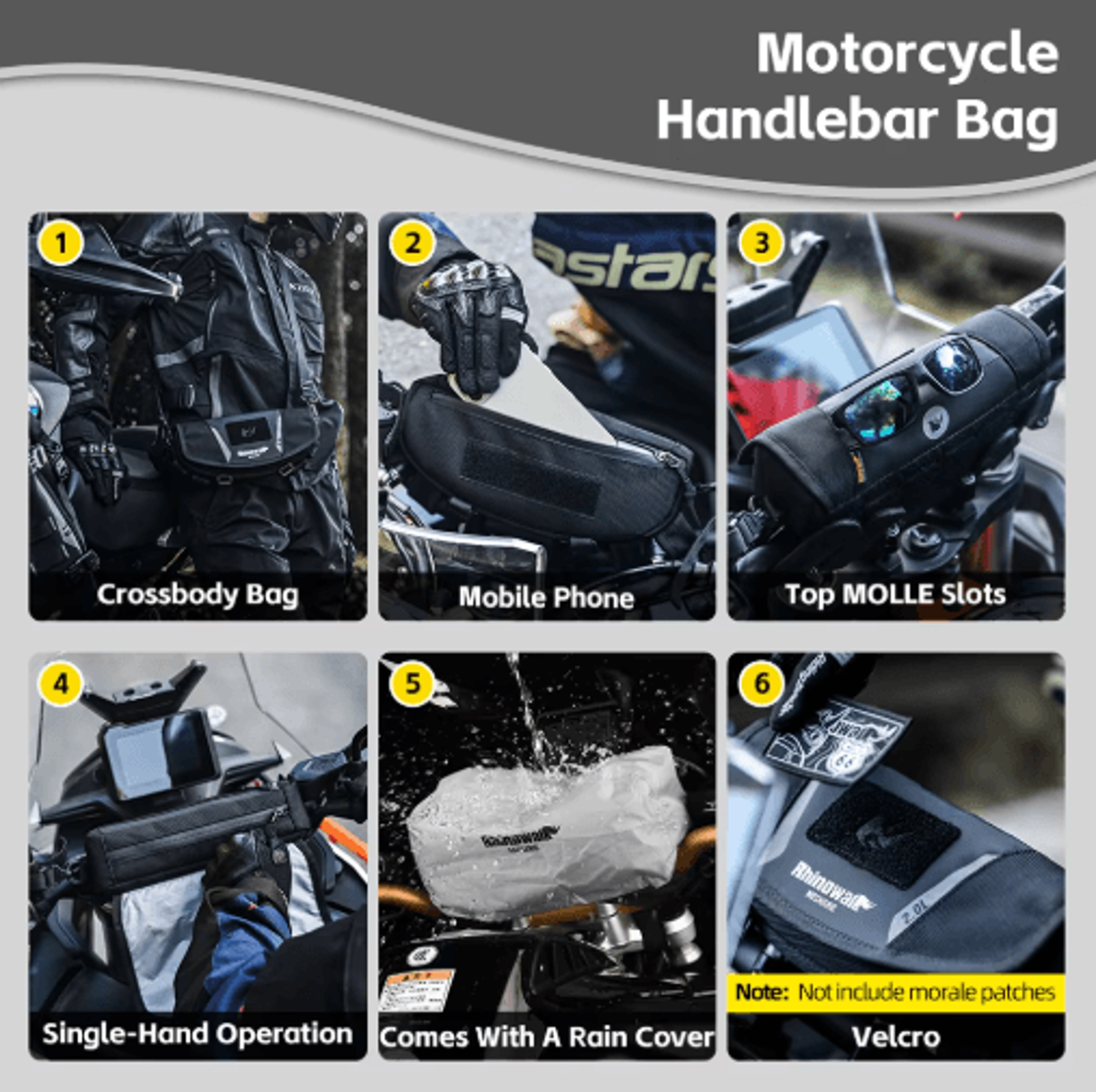 2L Waterproof Motorcycle Handlebar Bag  MOLLE Storage Pouch 3