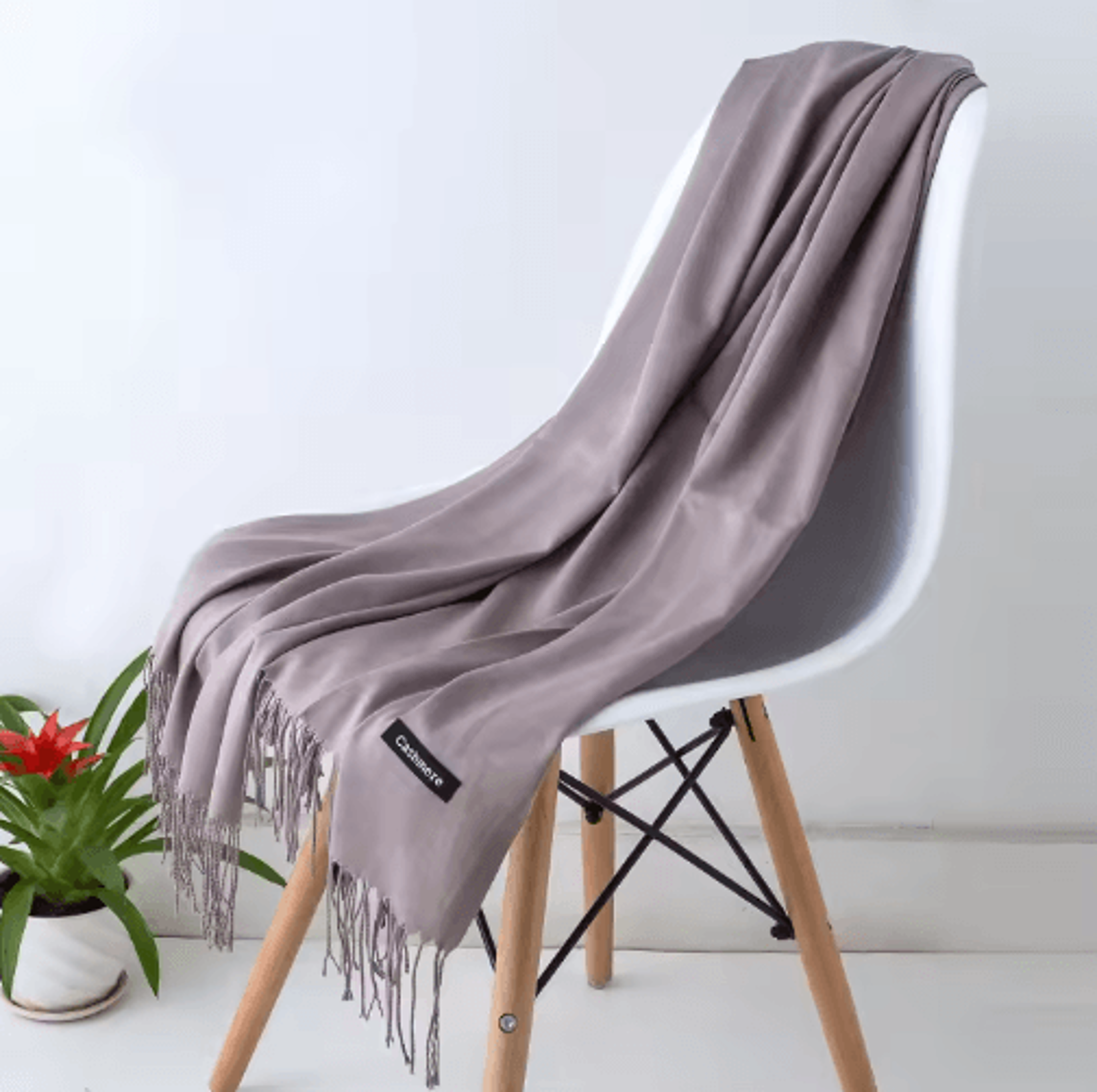 Solid Color CashmereStyle Scarf  Warm Tassel Shawl  Wrap 15