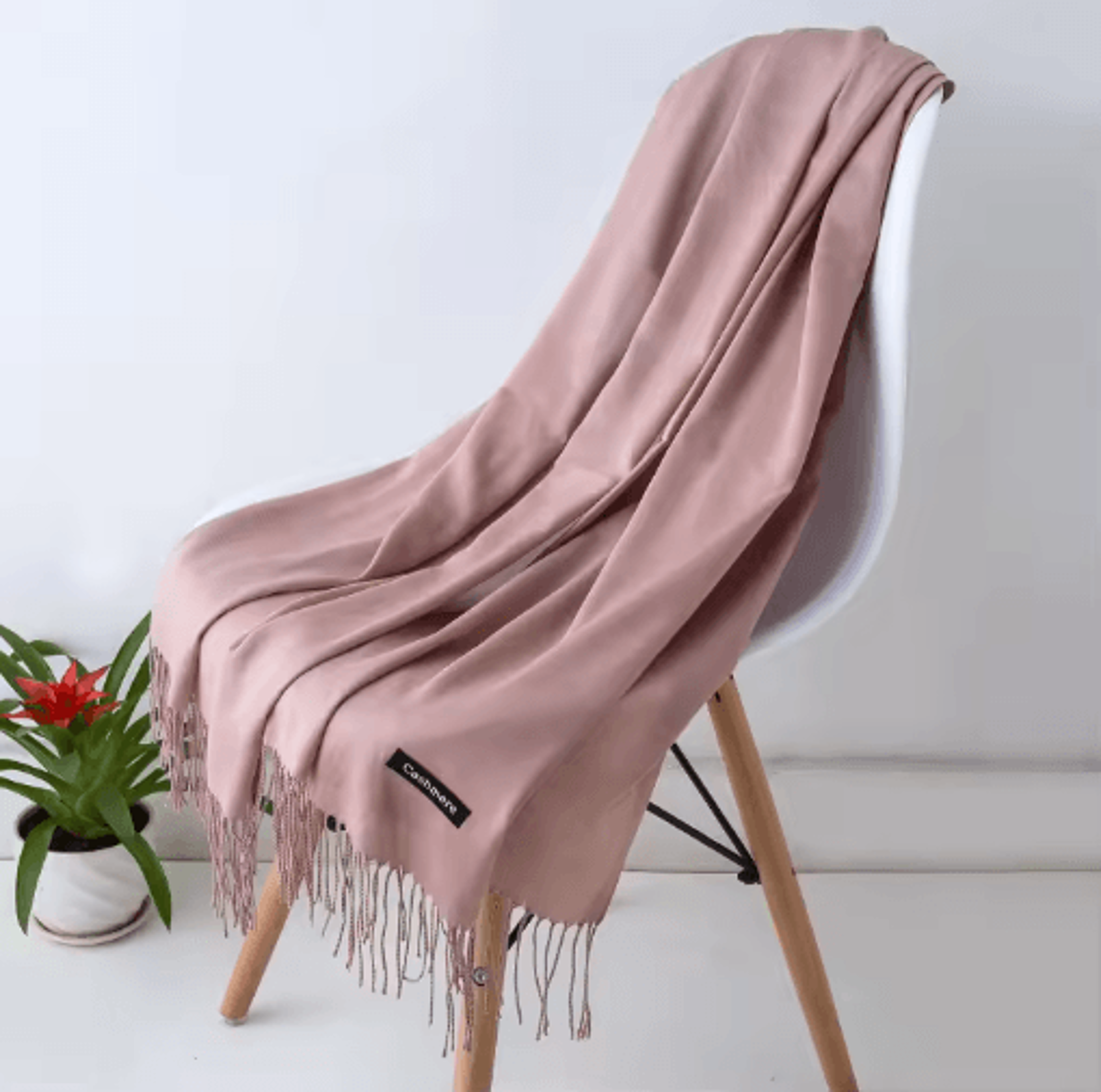 Solid Color CashmereStyle Scarf  Warm Tassel Shawl  Wrap 25