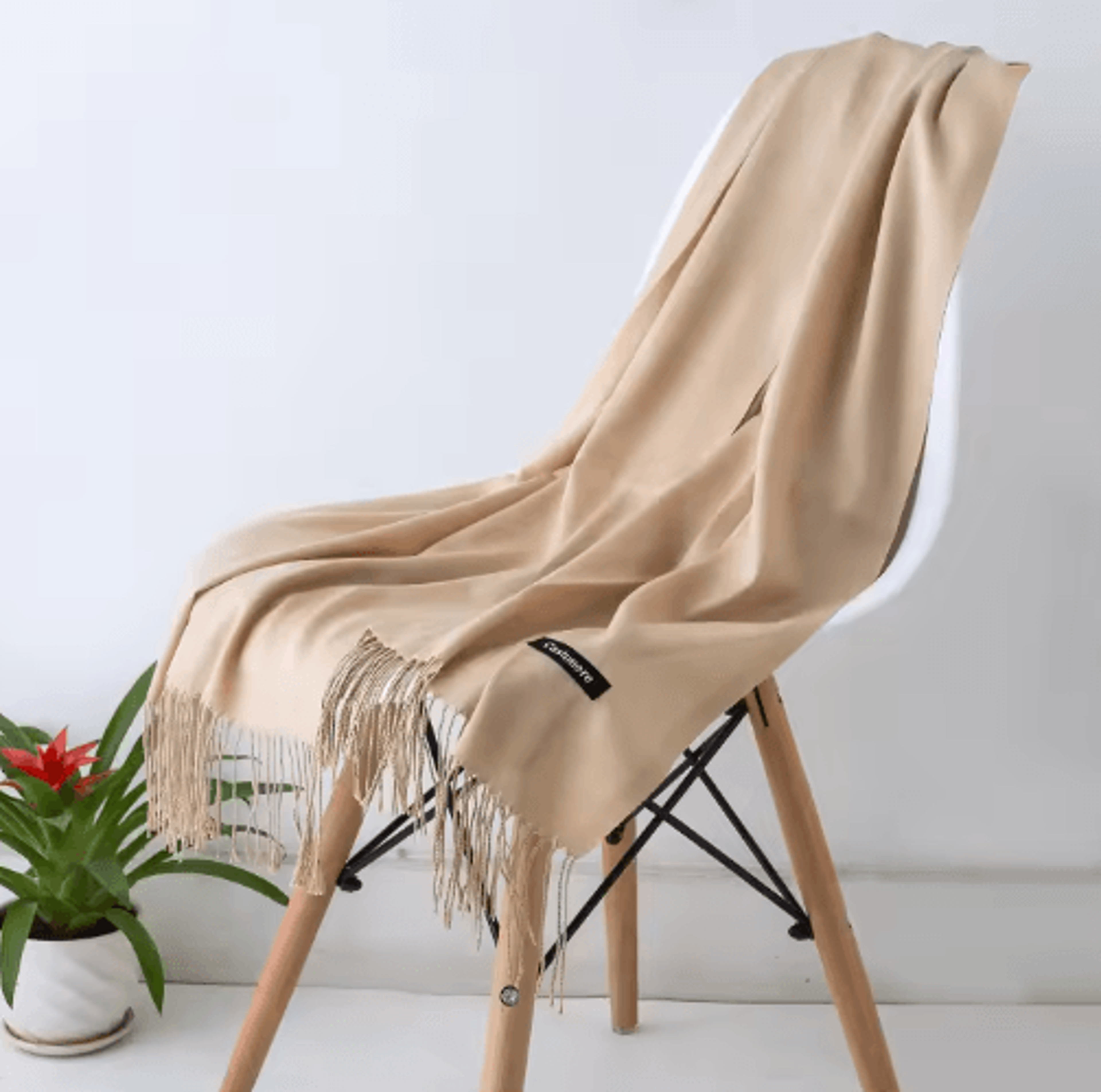 Solid Color CashmereStyle Scarf  Warm Tassel Shawl  Wrap 26