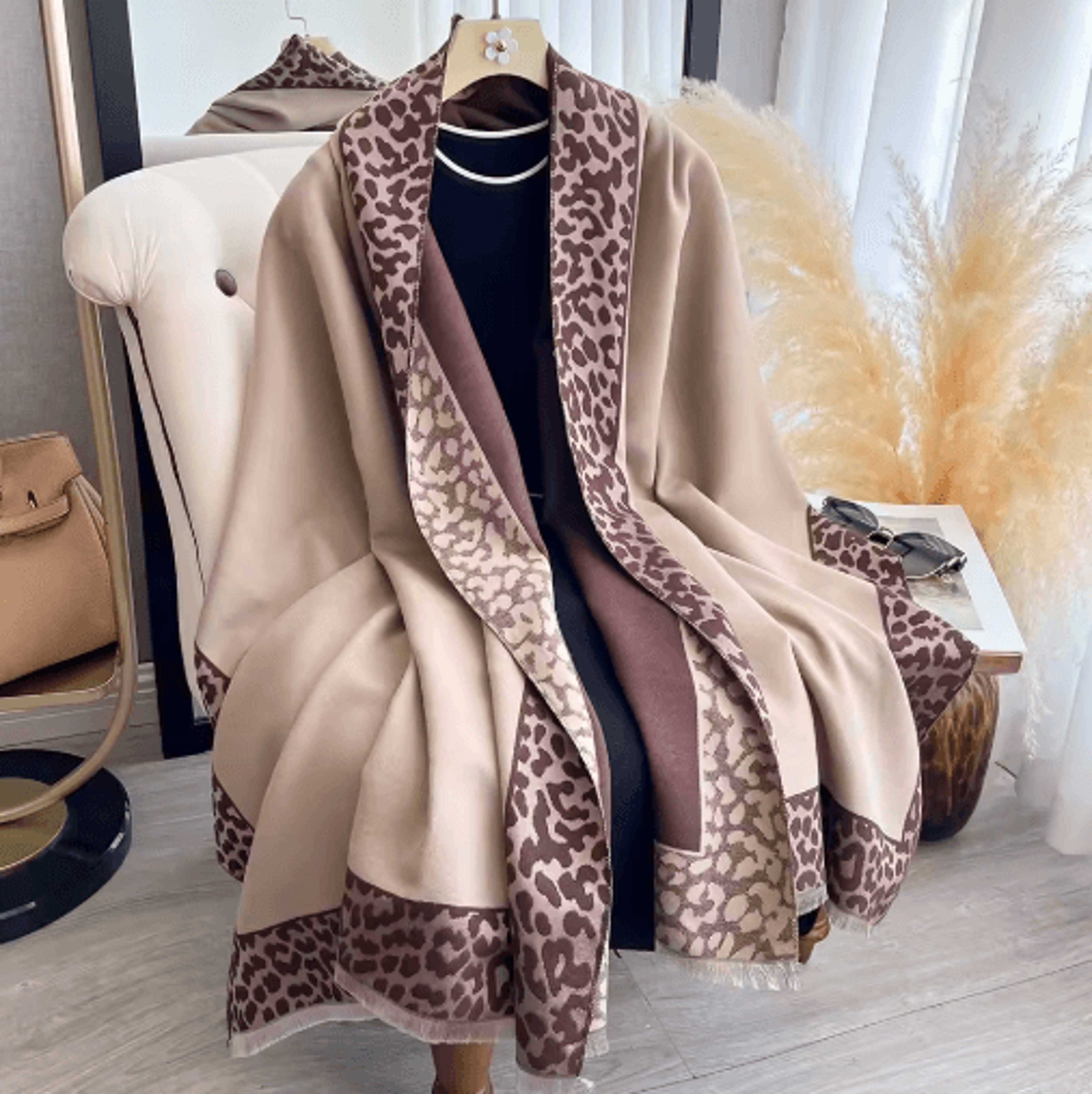 Luxury CashmereStyle Plaid Leopard Scarf  Warm Winter Shawl  Wrap 8