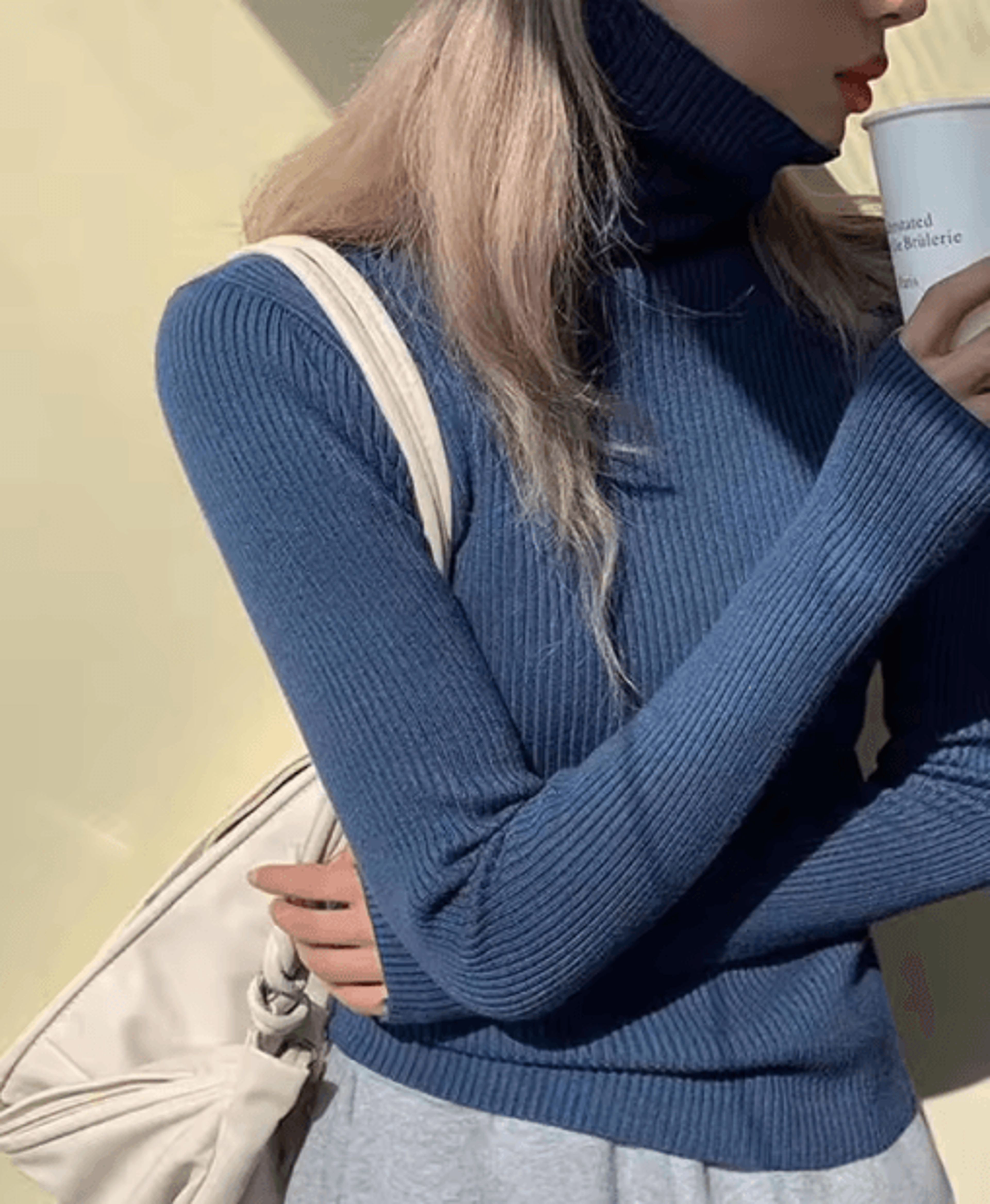 Womens Turtleneck Knit Sweater  Korean Style Pullover With Thumb Holes 8