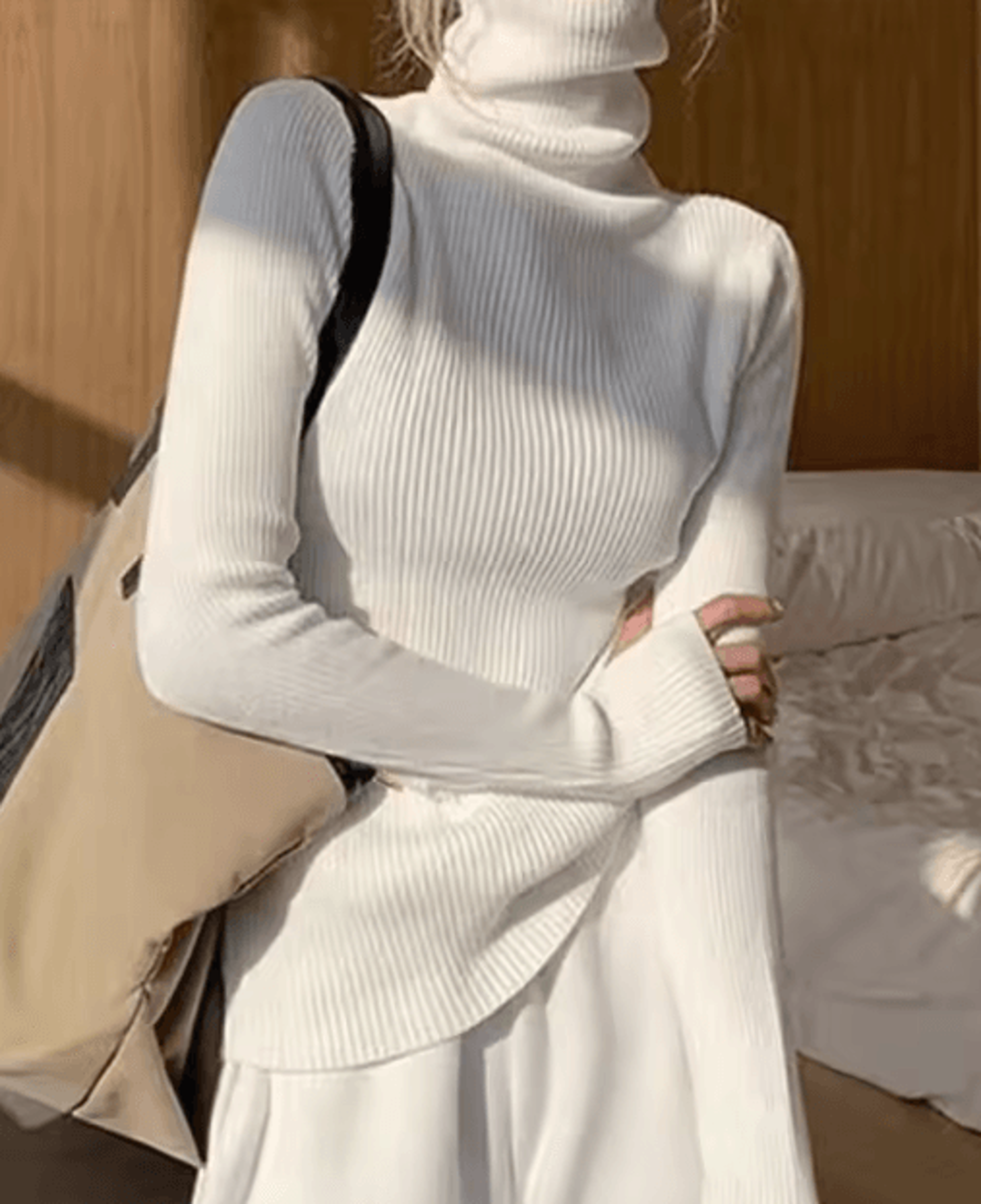 womens turtleneck knit sweater – korean style pullover with thumb holes