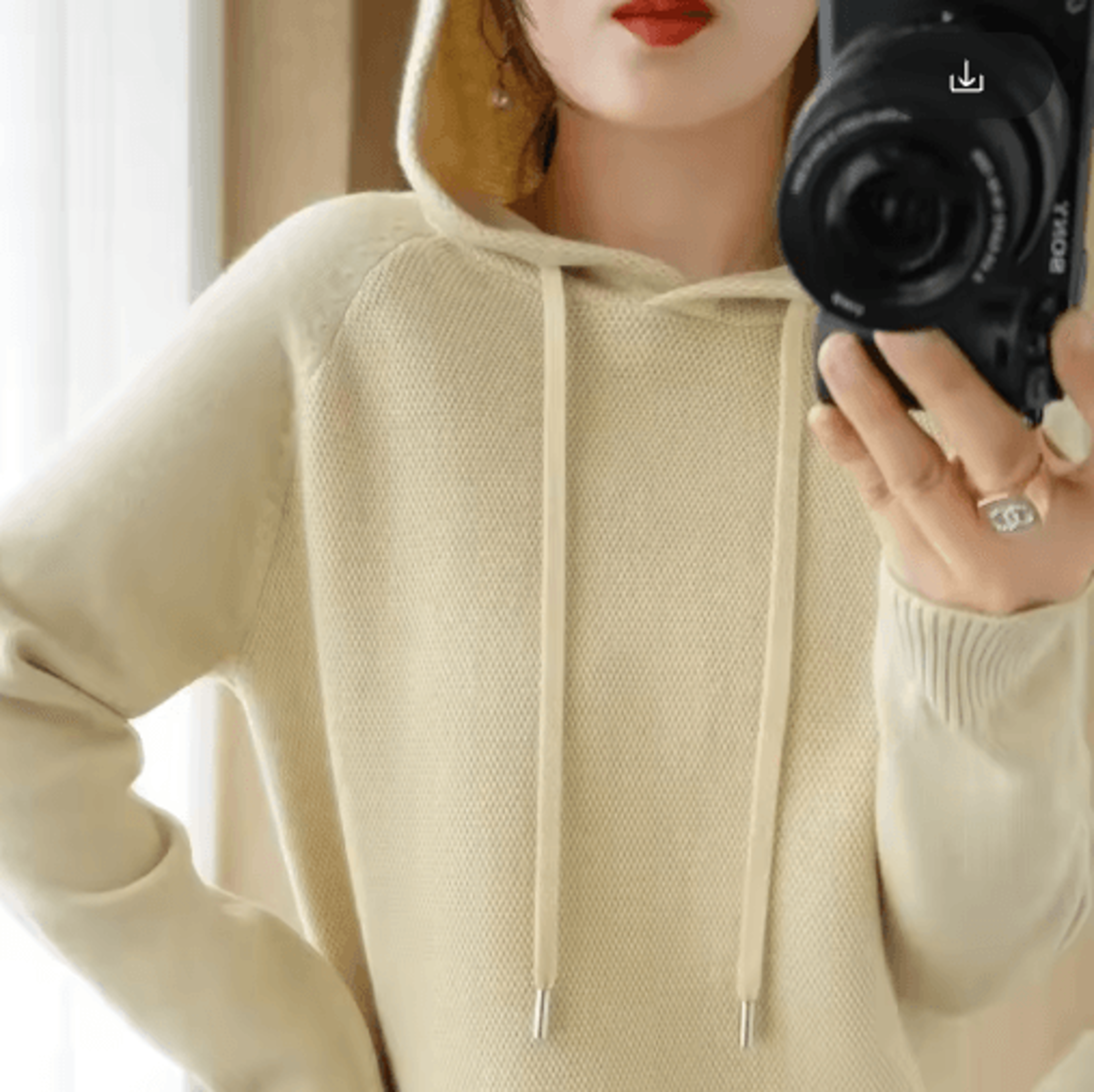Womens Hooded Knit Sweater  Warm Casual Long Sleeve Pullover 1