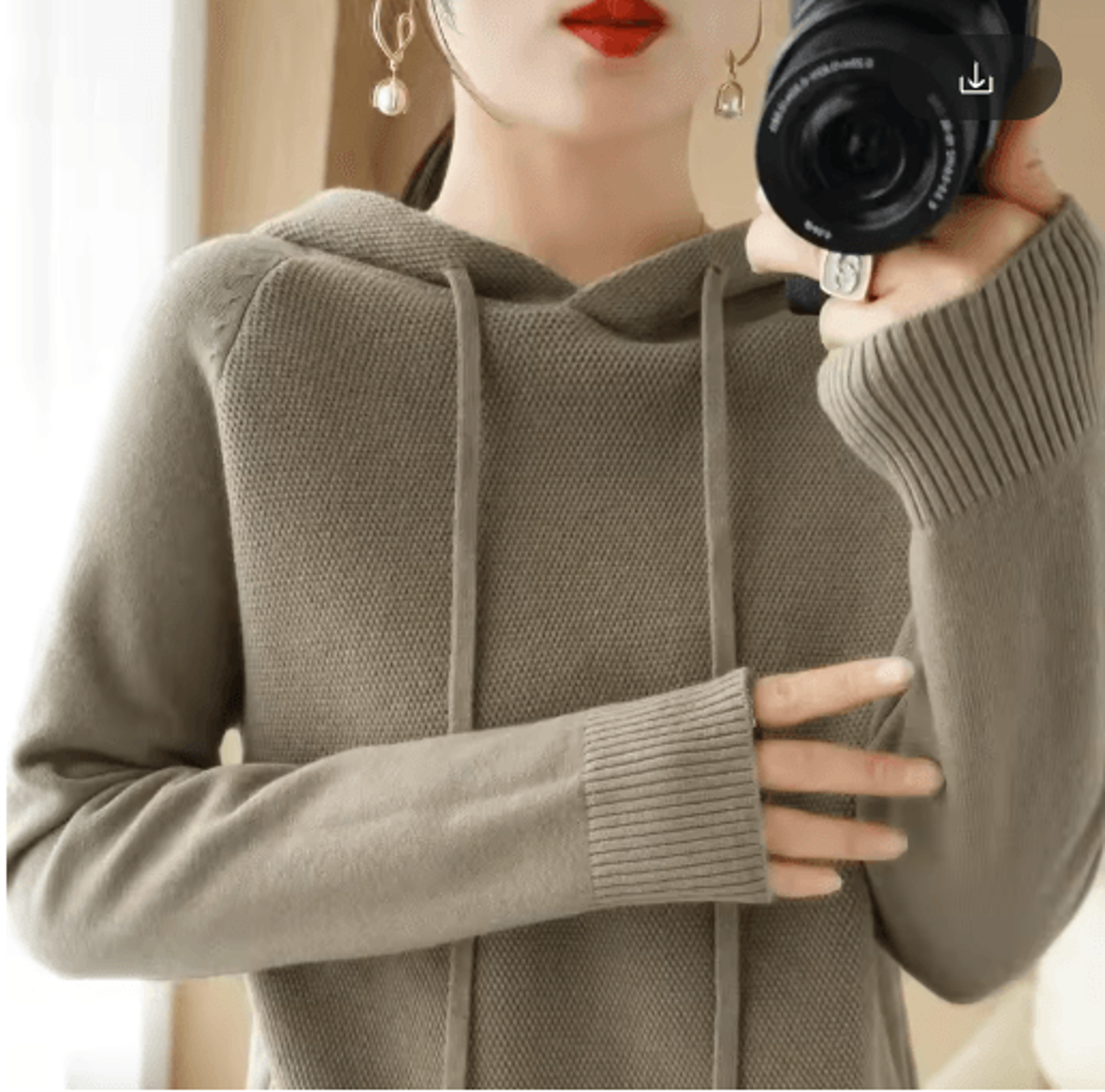 Womens Hooded Knit Sweater  Warm Casual Long Sleeve Pullover 8