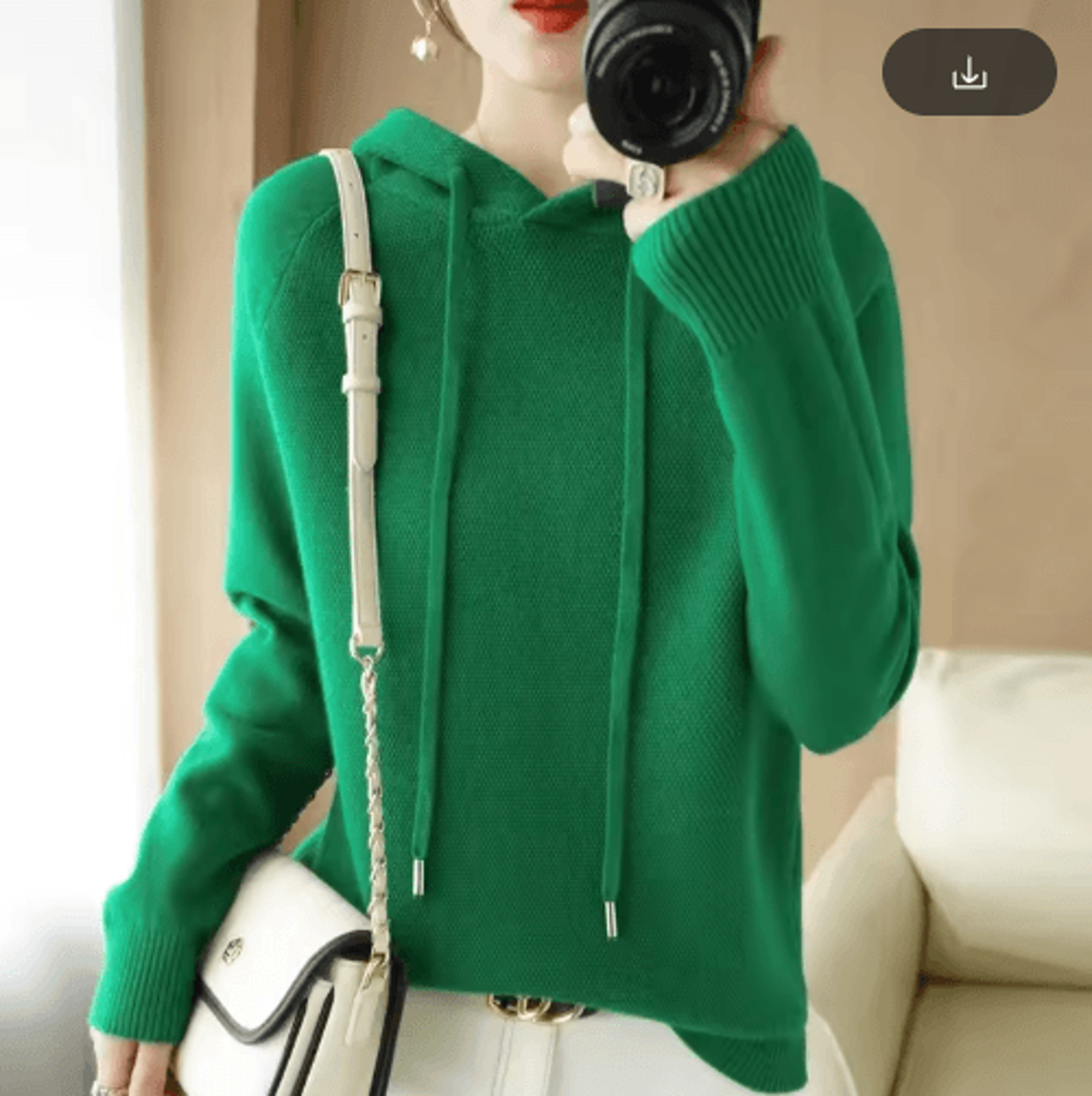 Womens Hooded Knit Sweater  Warm Casual Long Sleeve Pullover 7