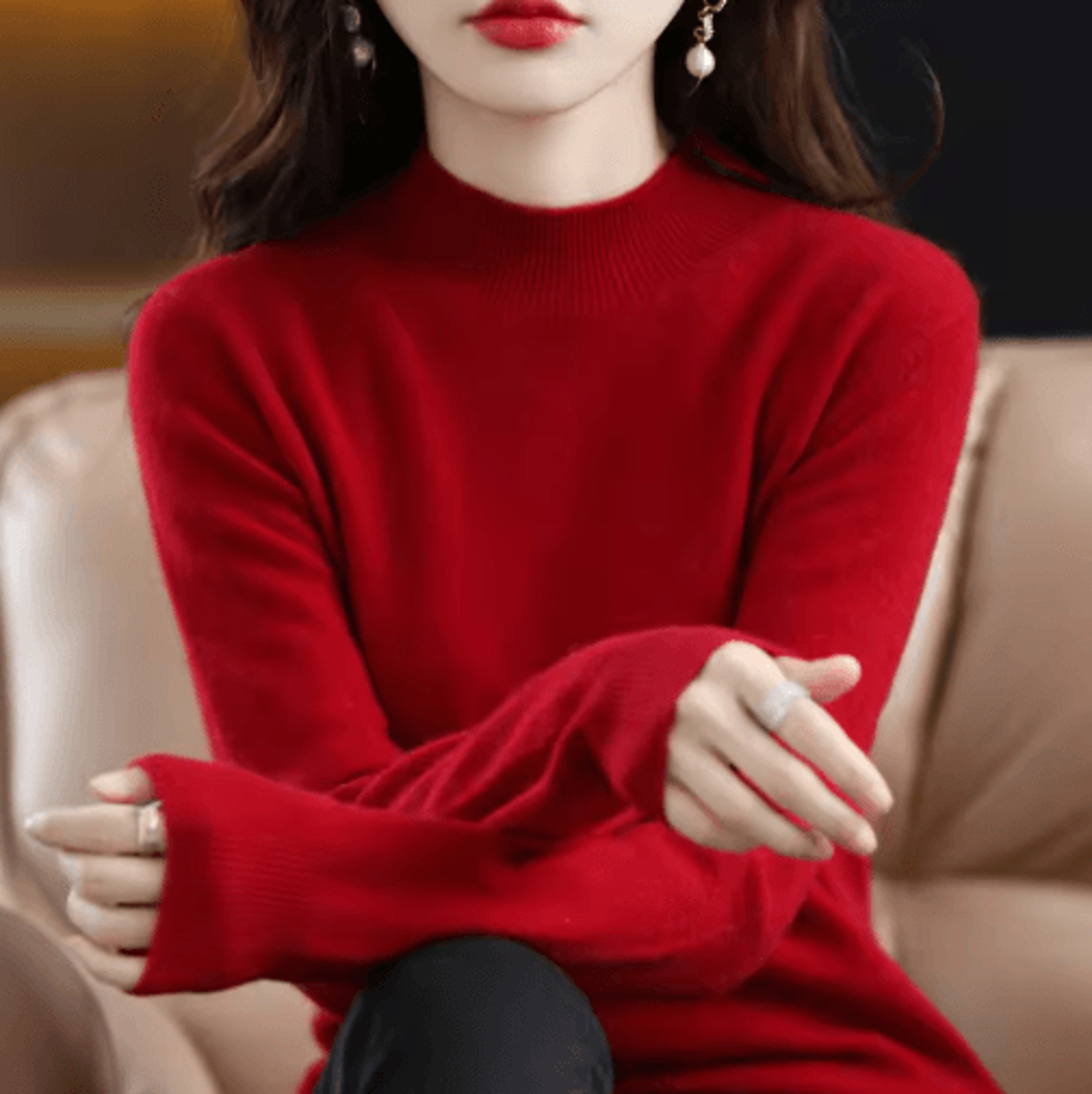 Womens Half Turtleneck Knit Sweater  Warm Korean Style Pullover 7