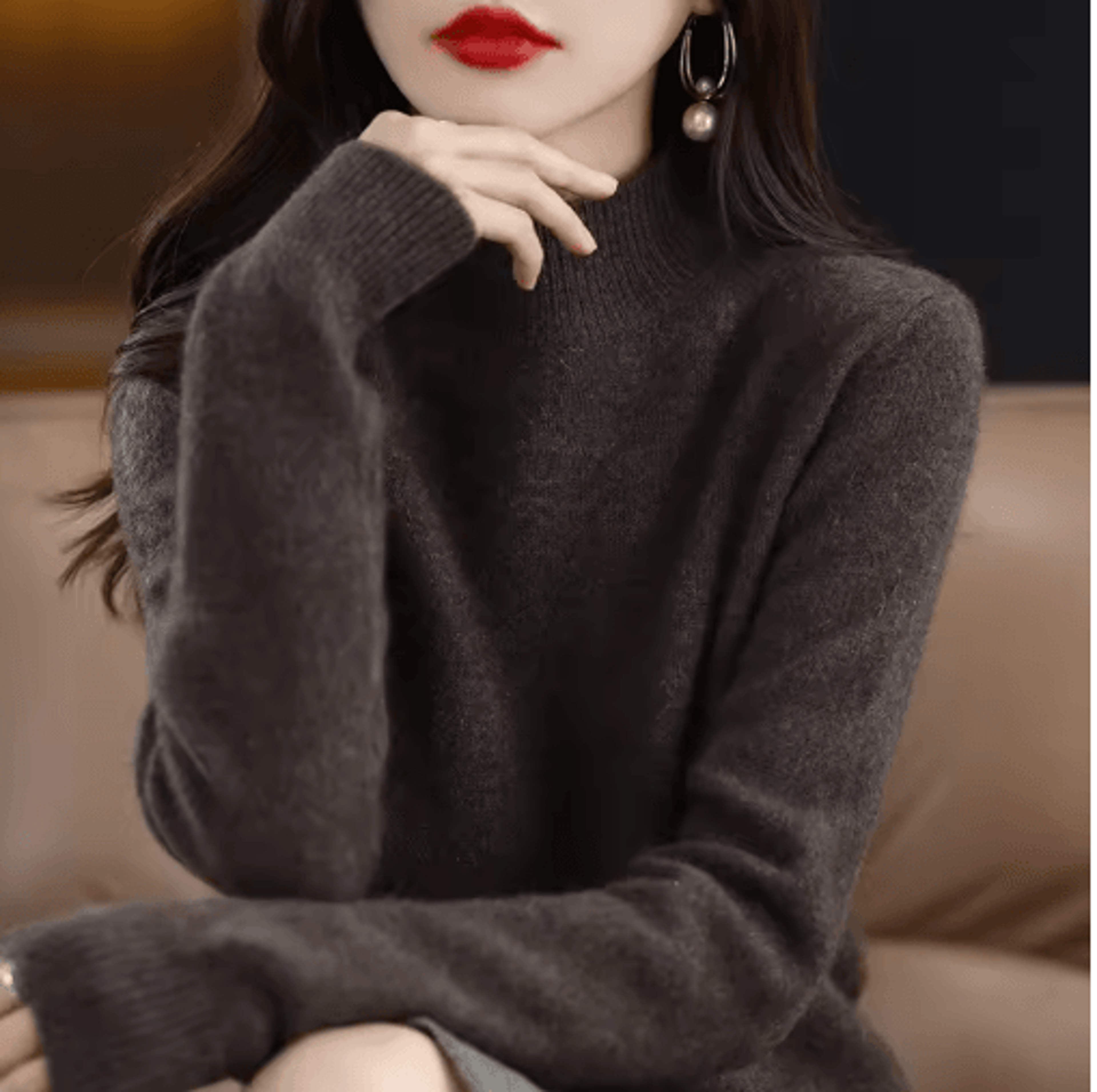 Womens Half Turtleneck Knit Sweater  Warm Korean Style Pullover 20