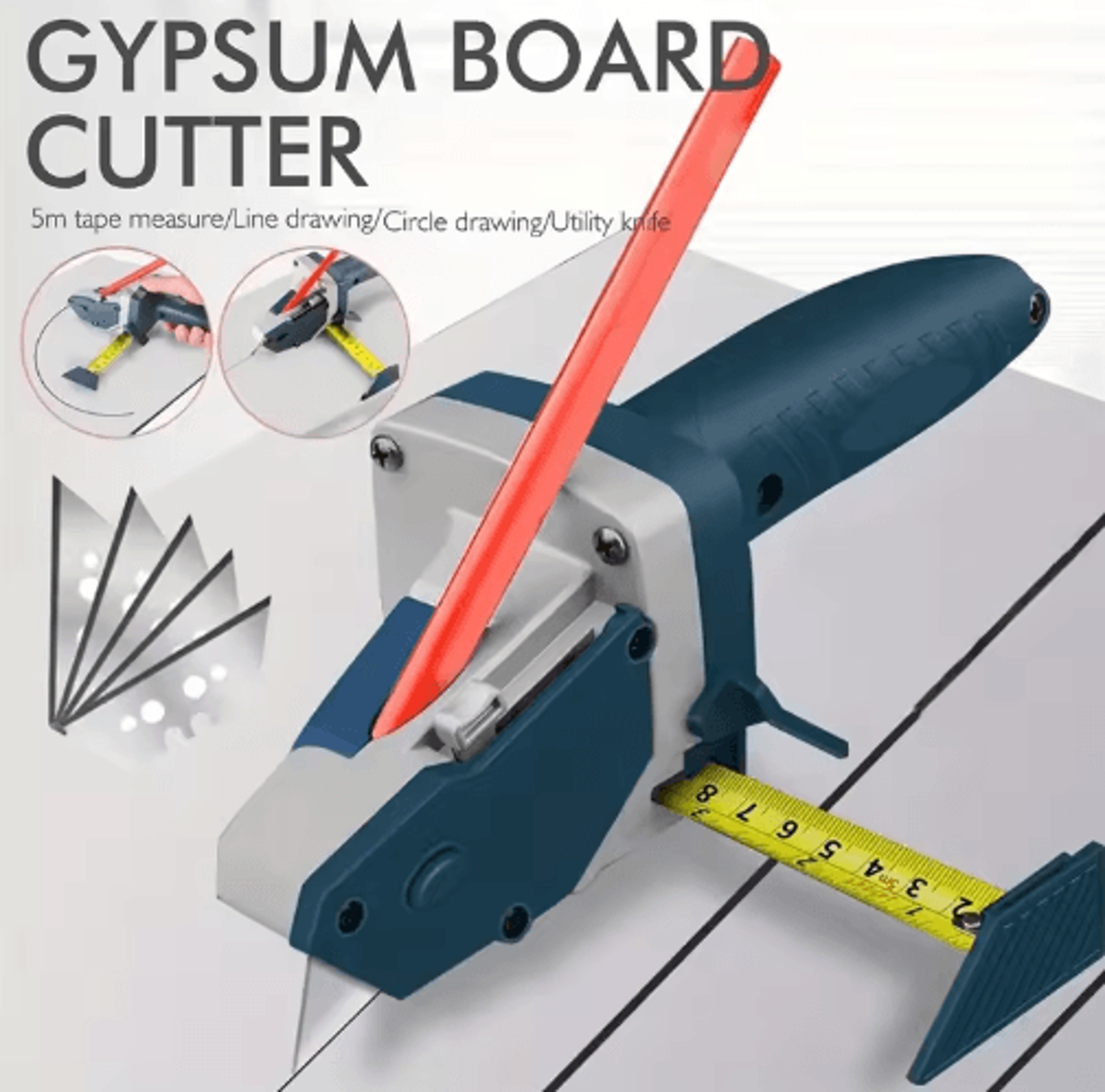 Drywall Cutting Tool With 5M Tape Measure  Precision Plasterboard Edger  Scriber 0